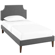 Corene Fabric Platform Bed with Squared Tapered Legs - Gray