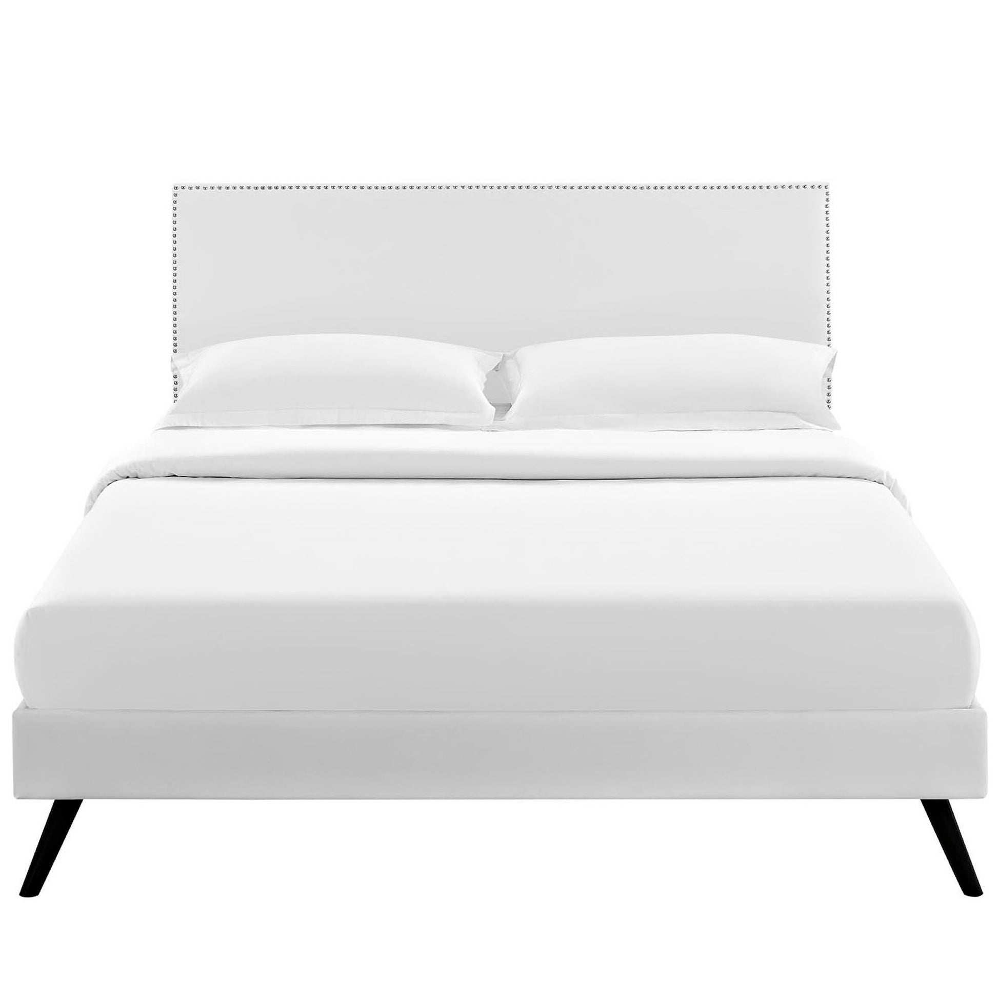 Macie Vinyl Platform Bed with Round Splayed Legs