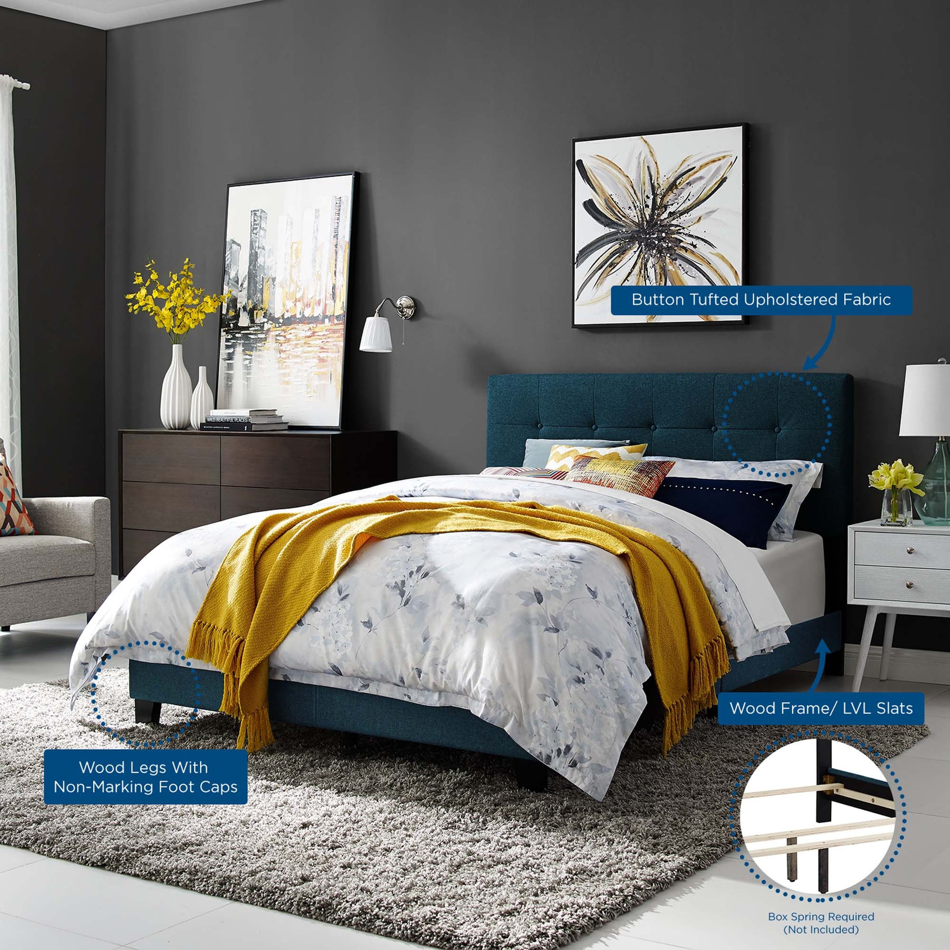 Amira Upholstered Fabric Full Bed