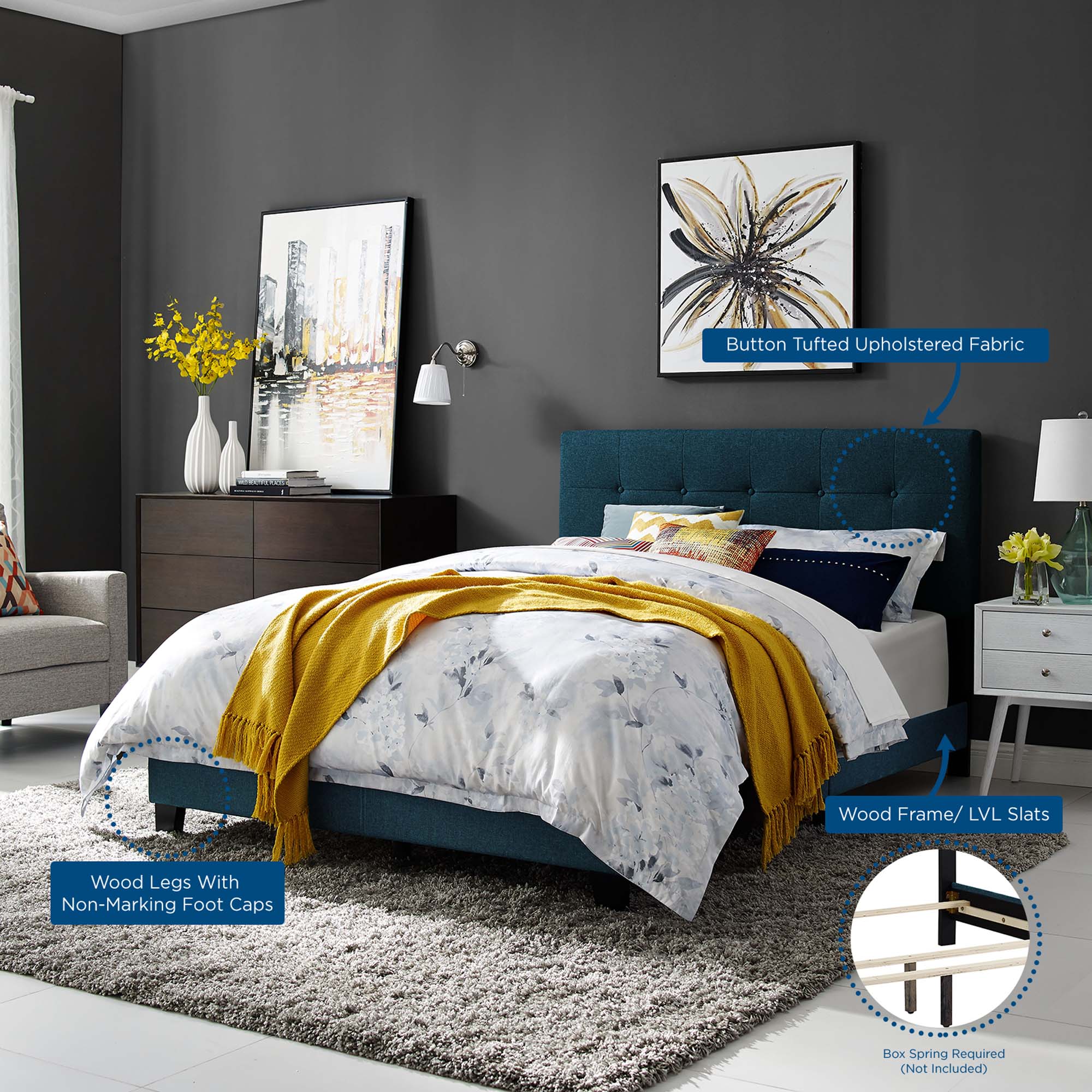 Amira Upholstered Fabric Full Bed