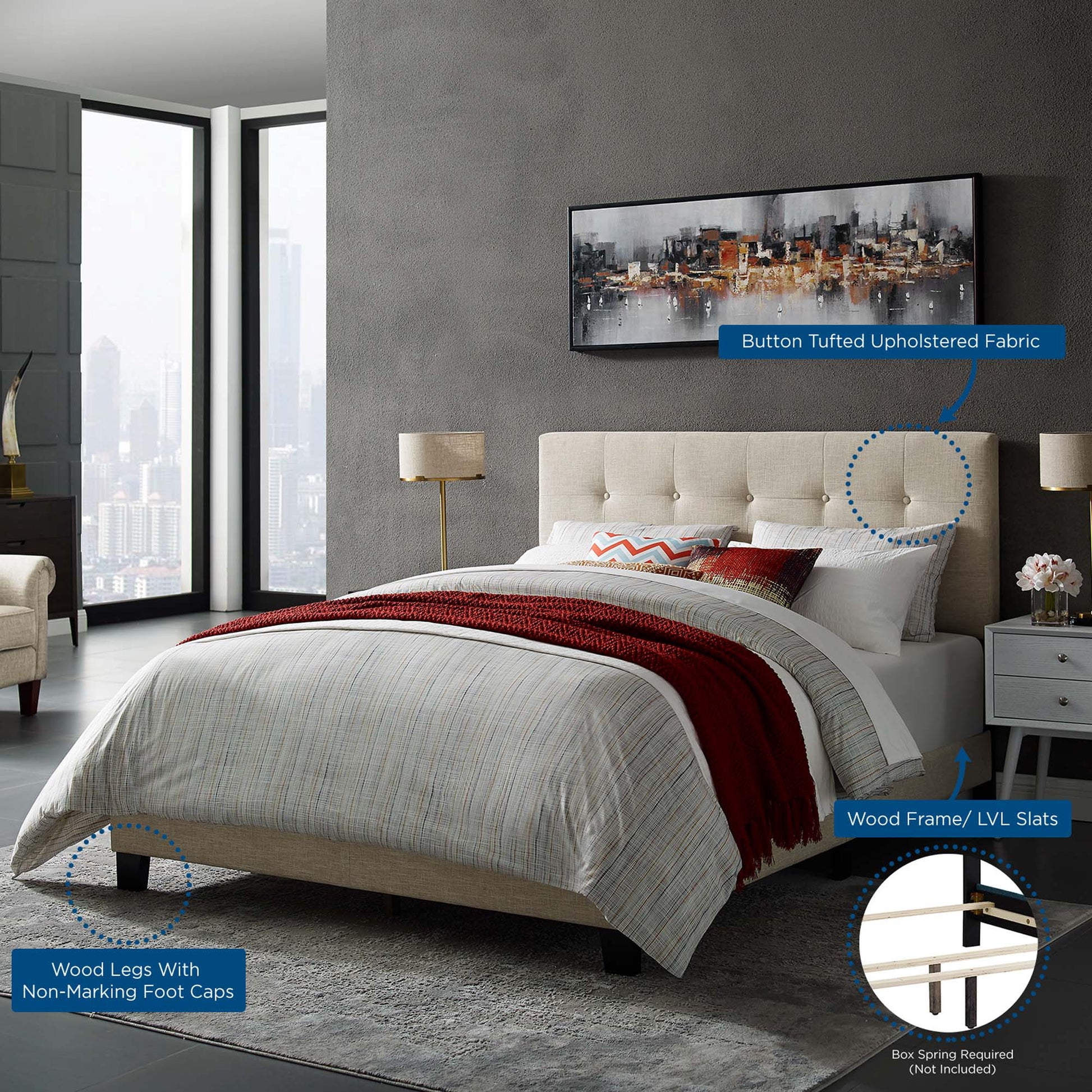 Amira Upholstered Fabric Full Bed