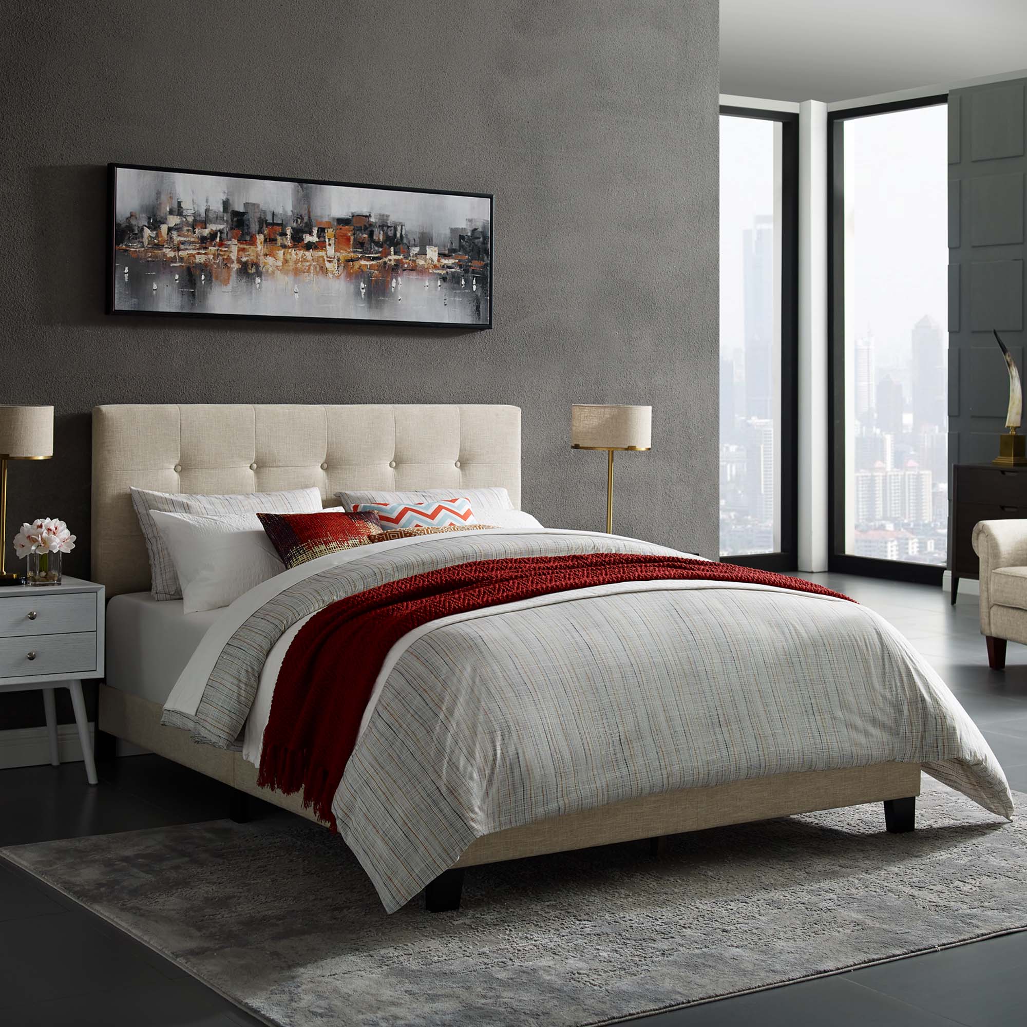 Amira Upholstered Fabric Full Bed