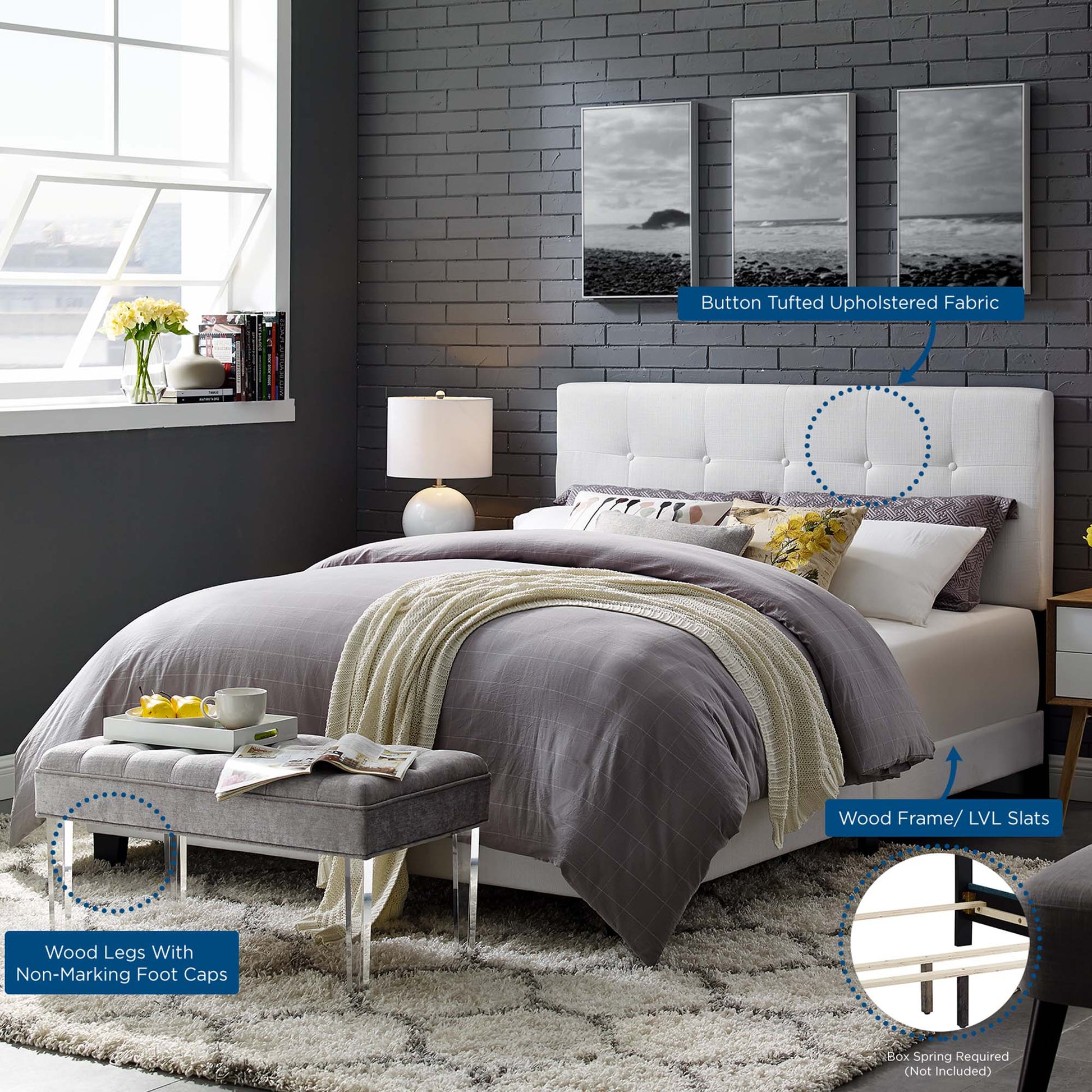 Amira Upholstered Fabric Full Bed