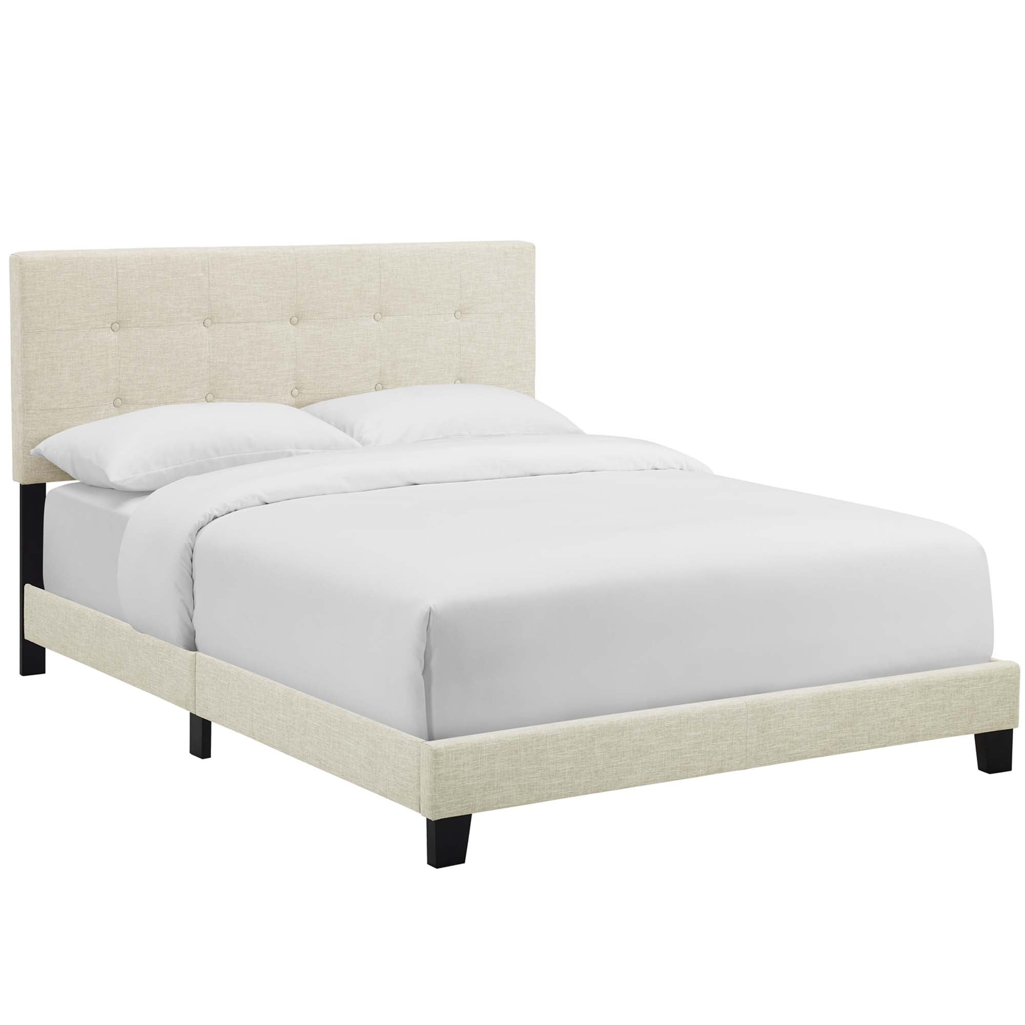 Amira Upholstered Fabric Bed - Beige
