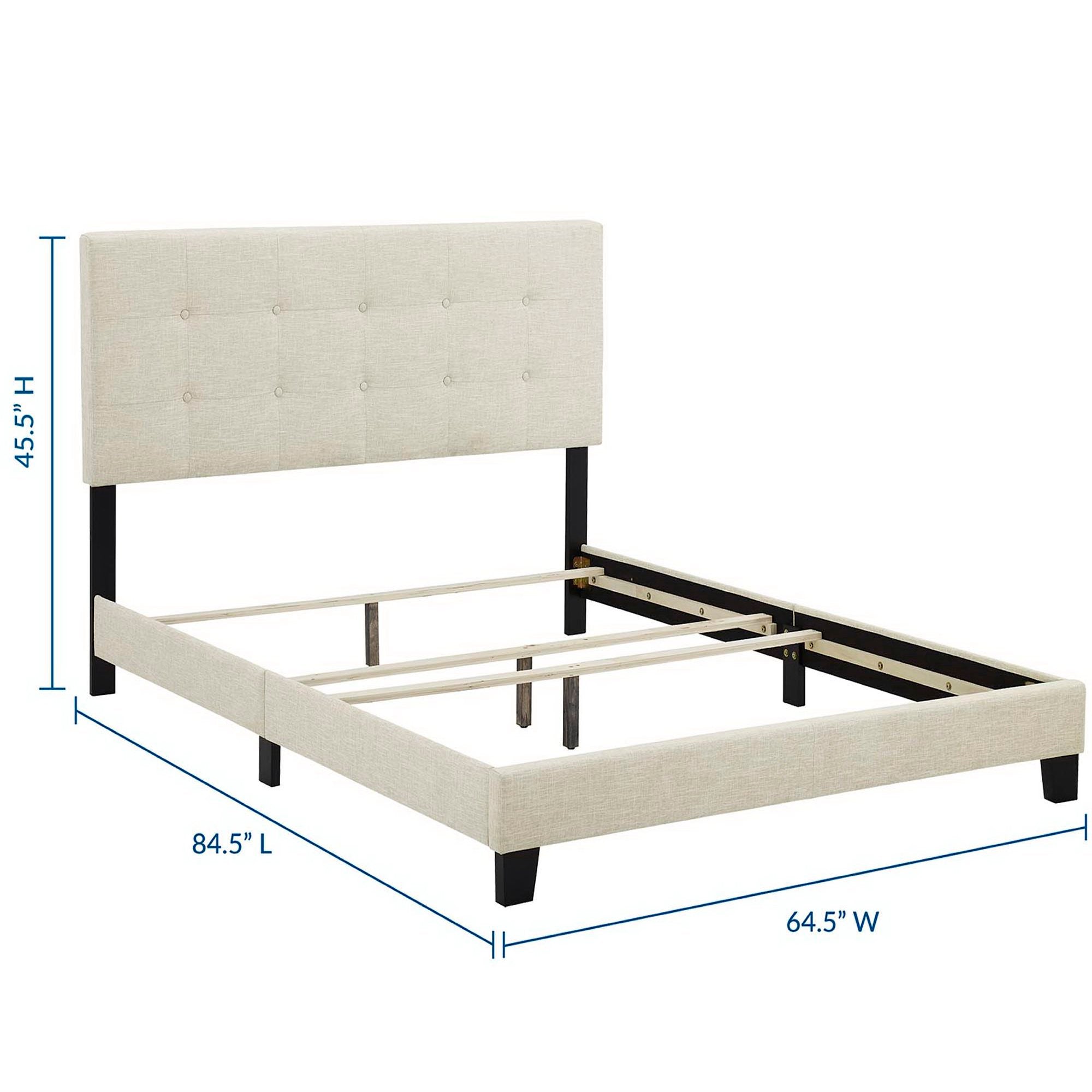 Amira Upholstered Fabric Bed - White