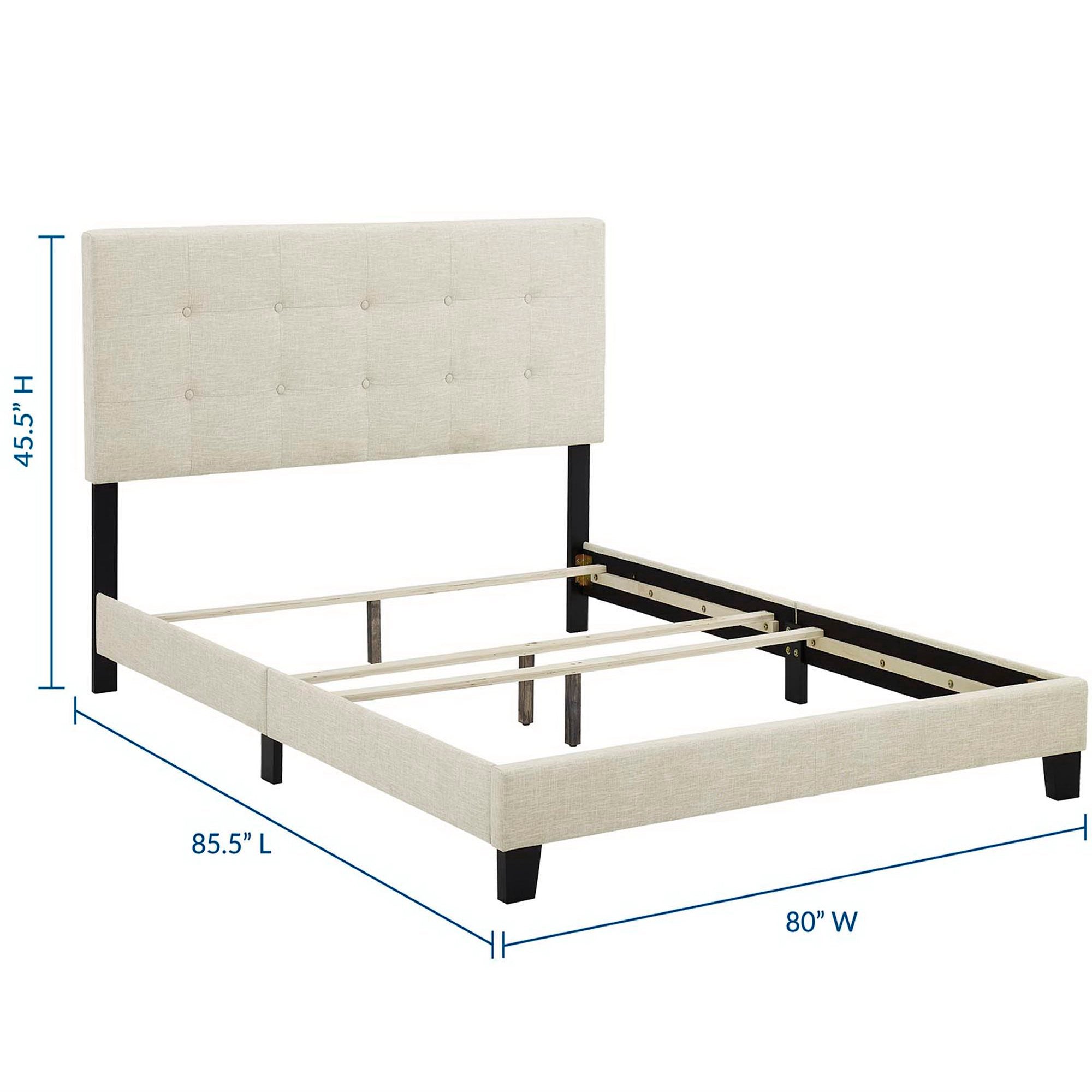 Amira Upholstered Fabric King Bed - White