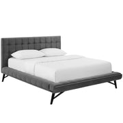 Julia Biscuit Tufted Performance Velvet Platform Bed - Gray