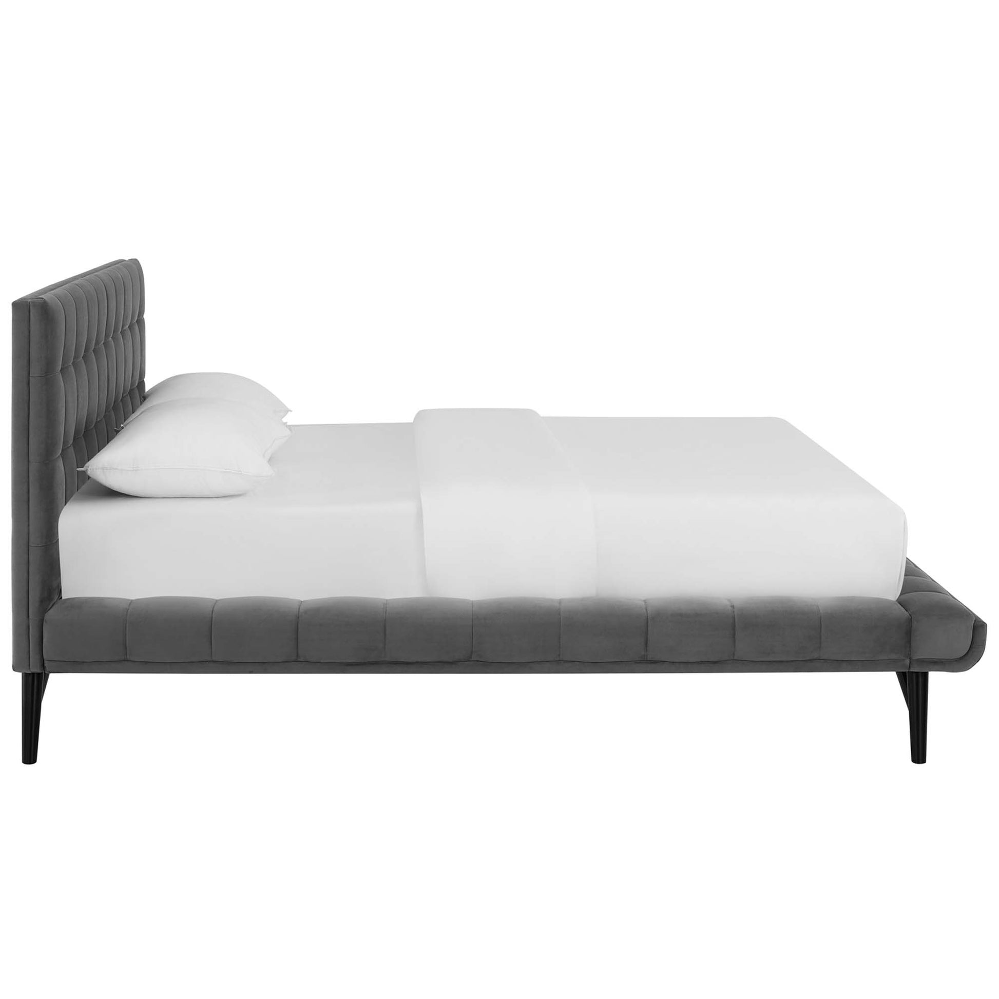 Julia Biscuit Tufted Performance Velvet Platform Bed - Teal