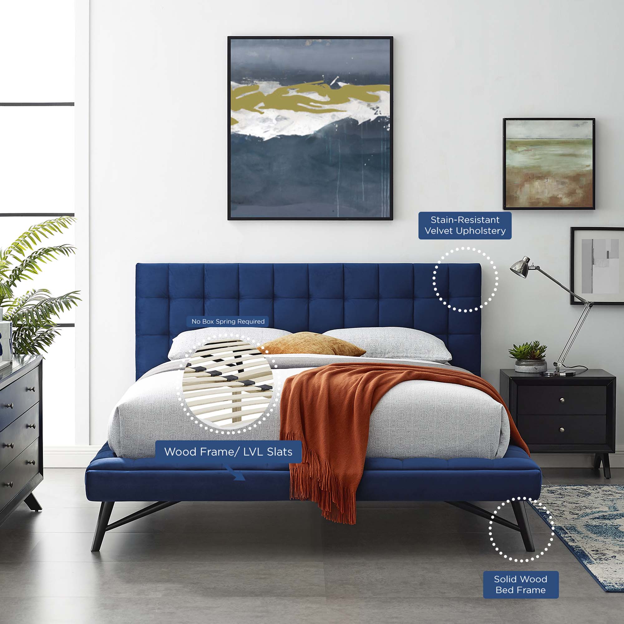 Julia Biscuit Tufted Performance Velvet Platform Bed