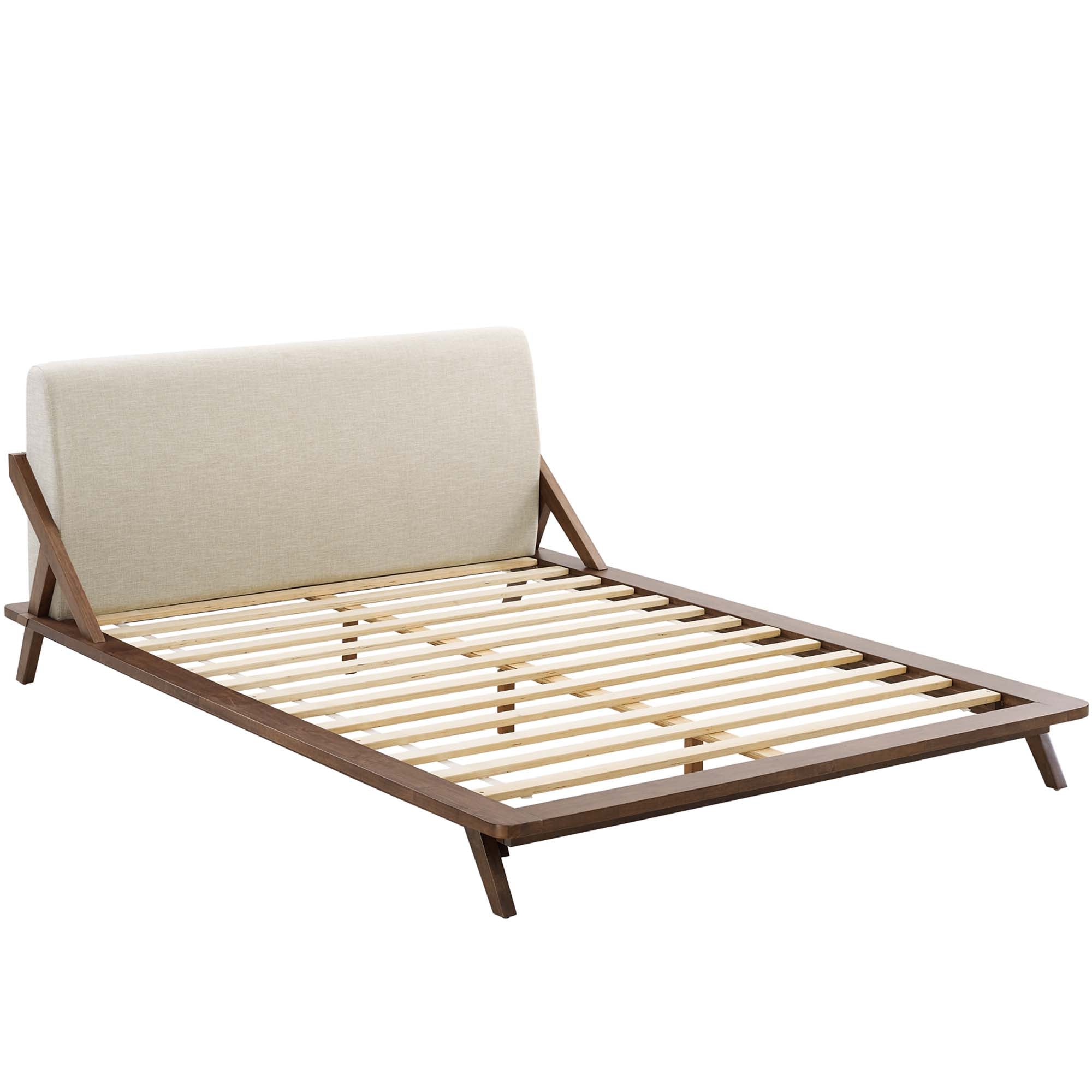 Luella Upholstered Fabric Queen Platform Bed - Walnut Blue