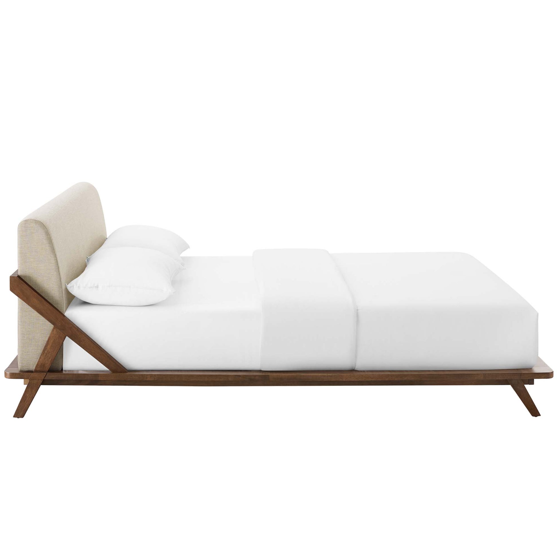 Luella Upholstered Fabric Queen Platform Bed - Walnut Gray