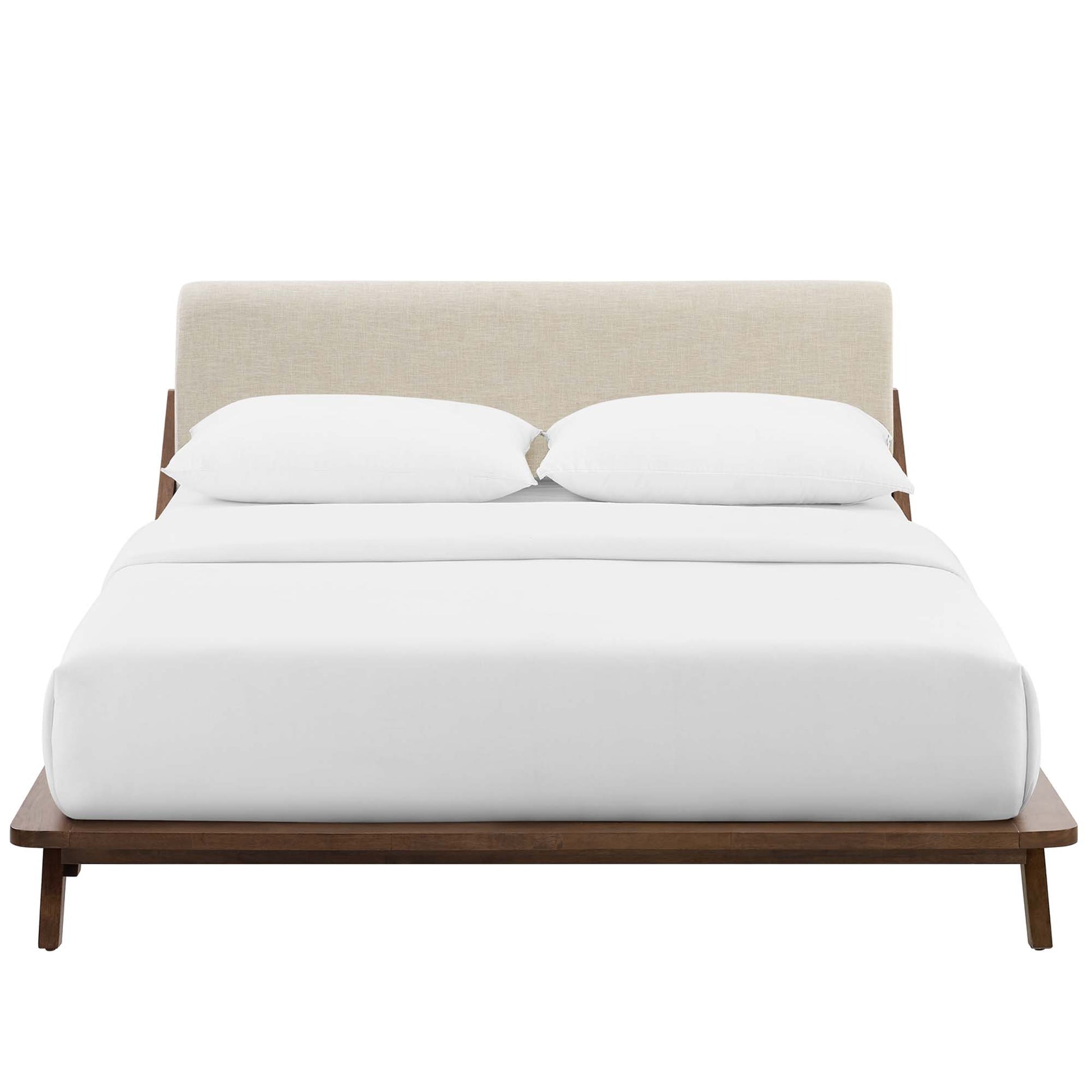 Luella Upholstered Fabric Queen Platform Bed - Walnut Light Gray