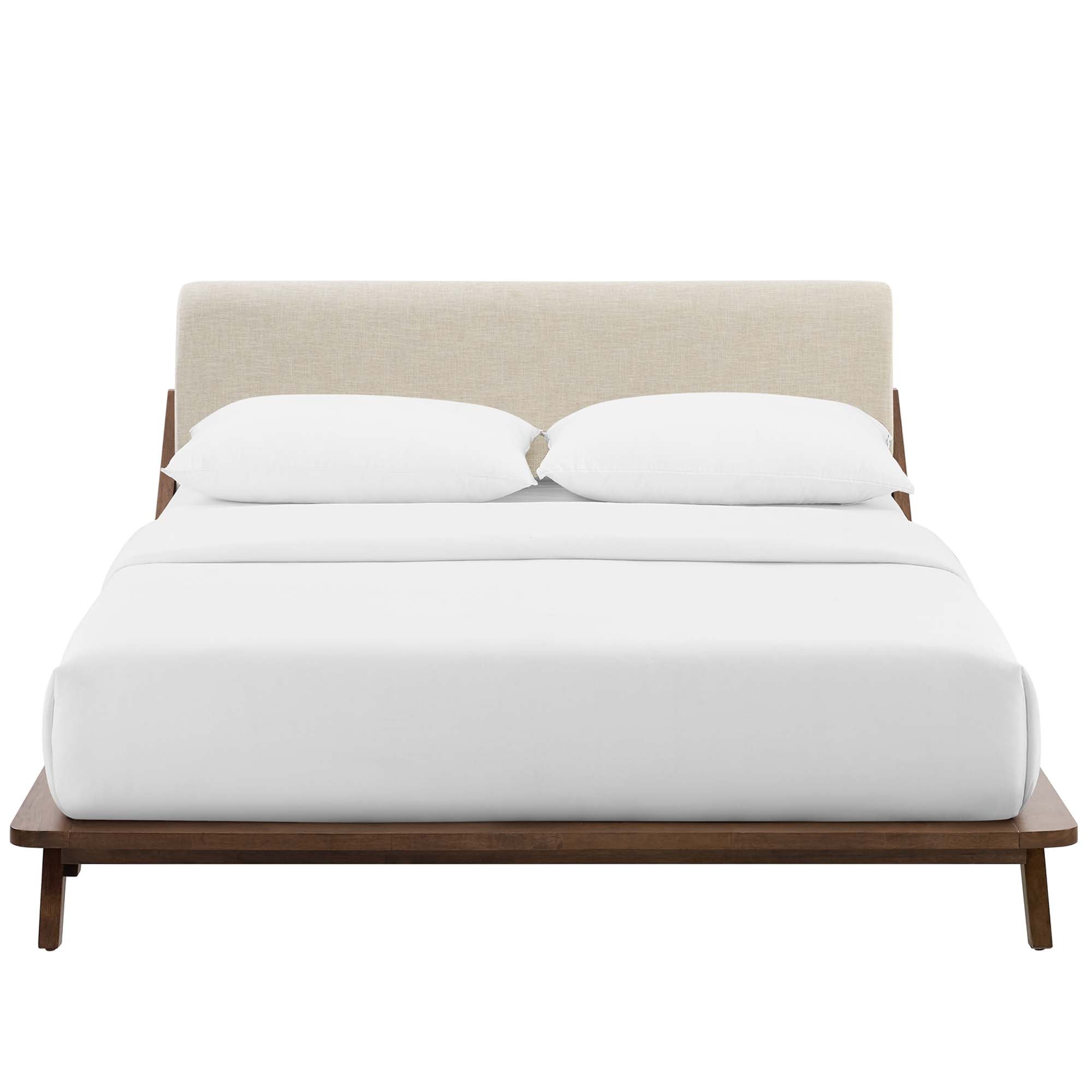 Luella Upholstered Fabric Queen Platform Bed - Walnut Light Gray