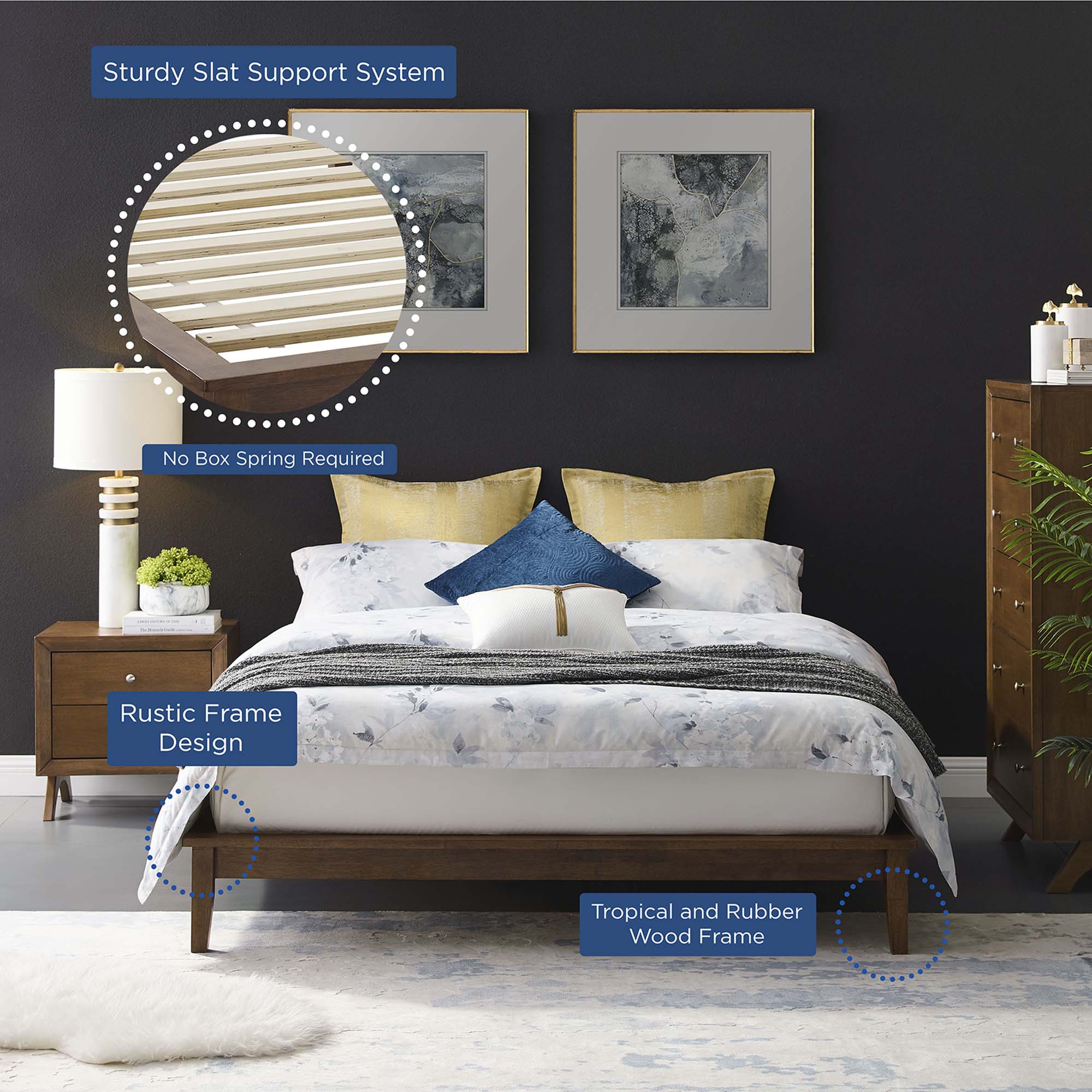 Lodge Wood Full Platform Bed Frame