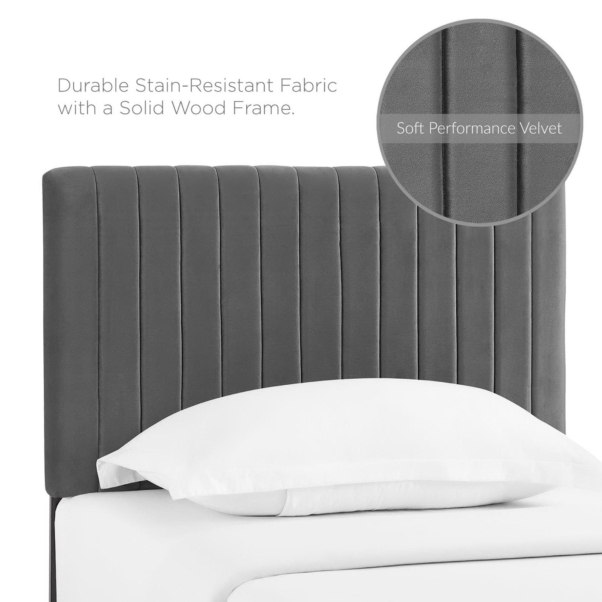 Keira Performance Velvet Twin Headboard - Midnight Blue