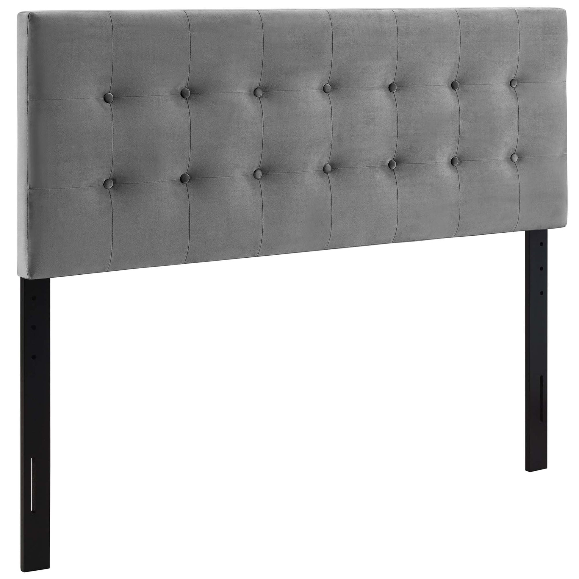 Emily Biscuit Tufted Performance Velvet Full Headboard - Gray