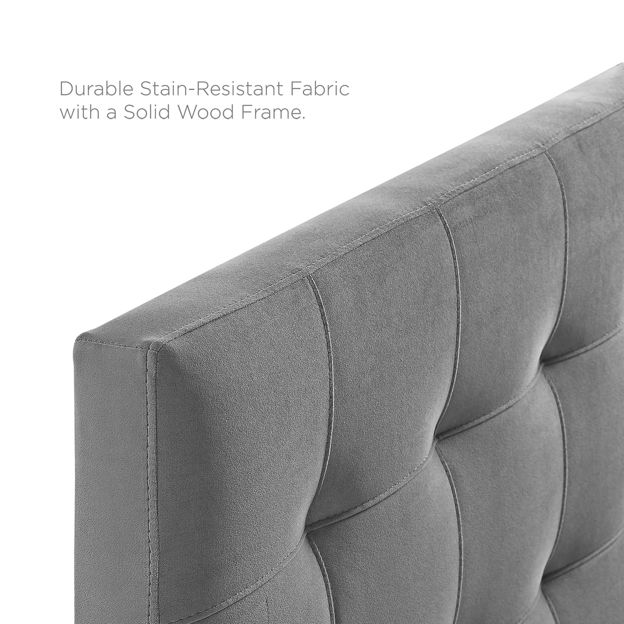 Lily Biscuit Tufted Performance Velvet Full Headboard - Light Blue