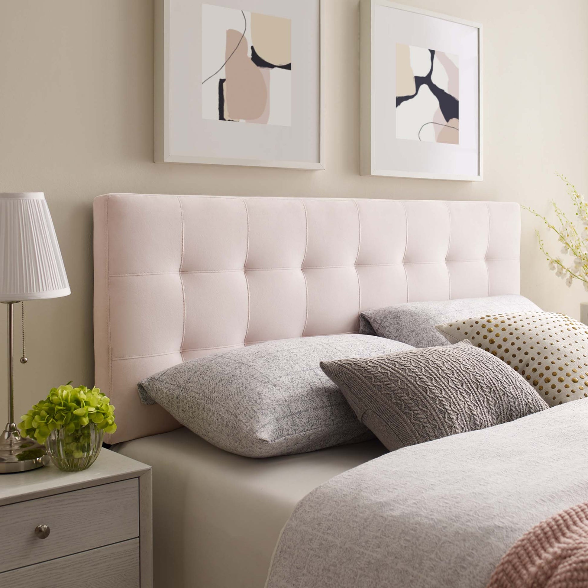 Lily Biscuit Tufted Performance Velvet Full Headboard
