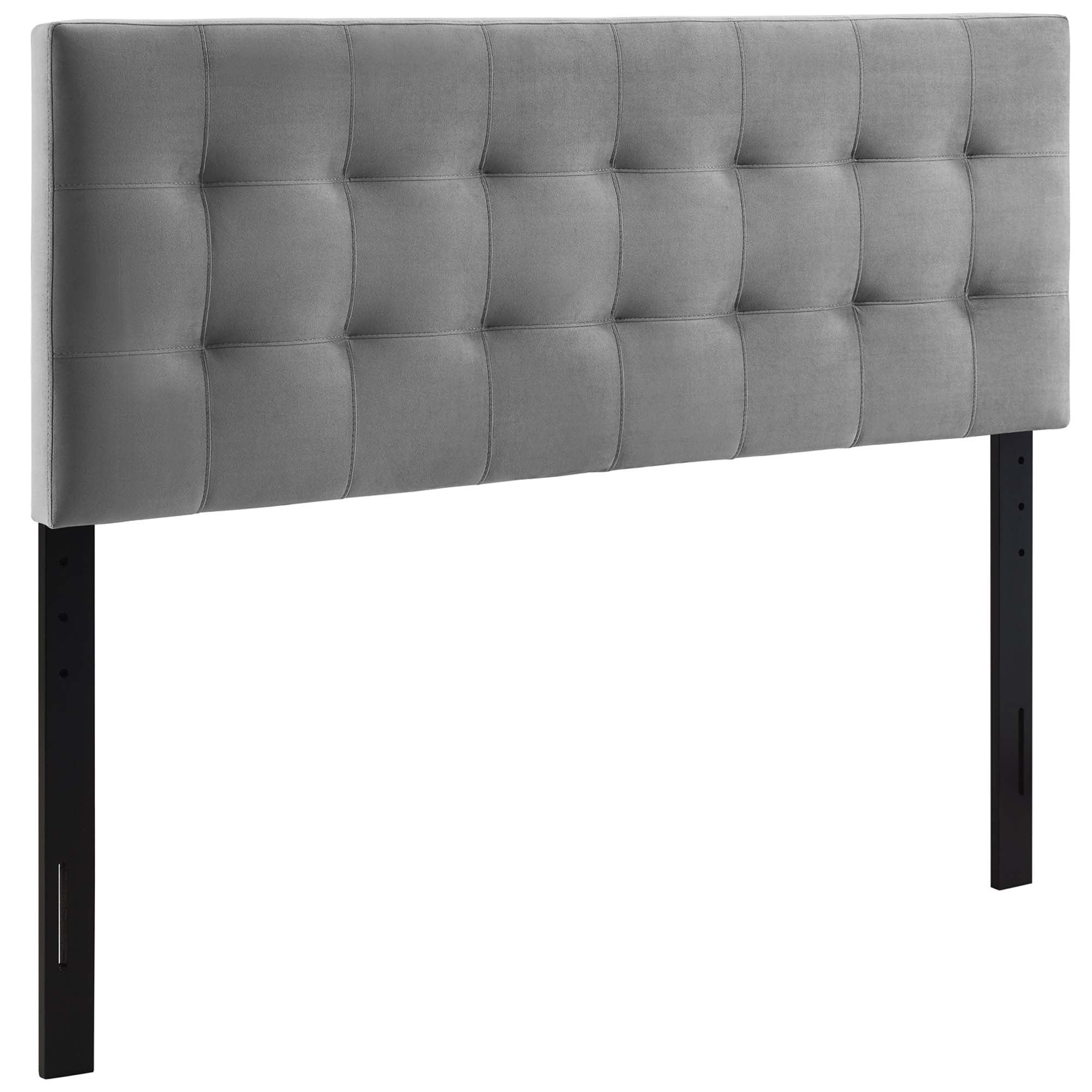 Lily Biscuit Tufted Performance Velvet King Headboard - Gray