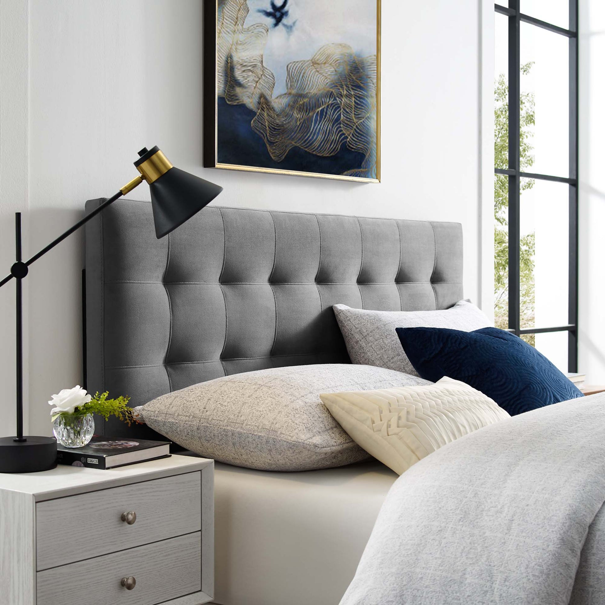 Lily Biscuit Tufted Performance Velvet King Headboard