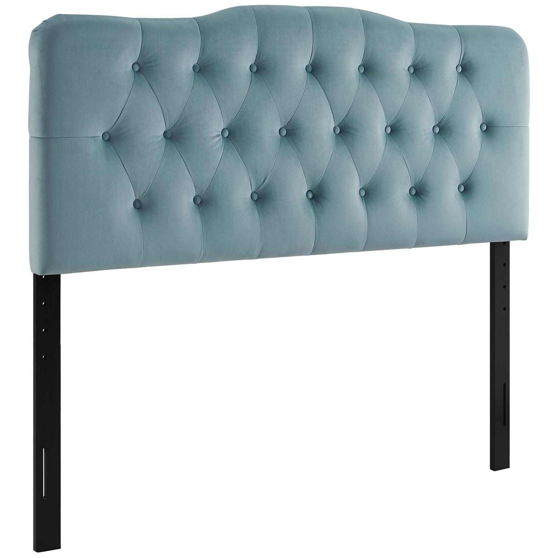 Annabel Diamond Tufted Performance Velvet Full Headboard - Light Blue
