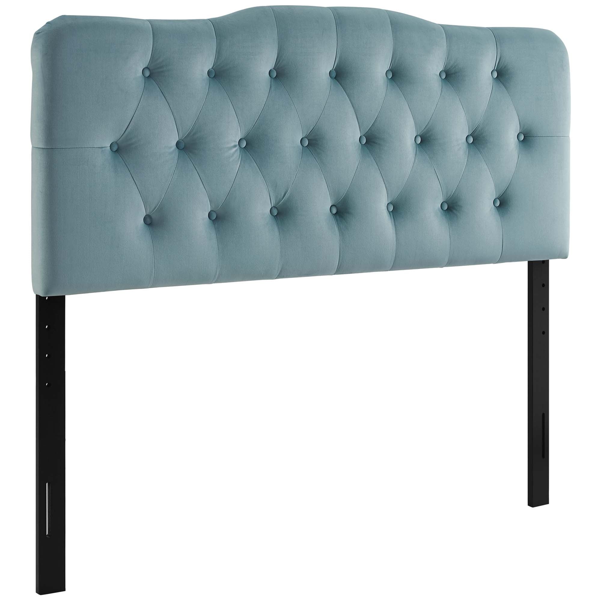 Annabel Diamond Tufted Performance Velvet Full Headboard - Light Blue