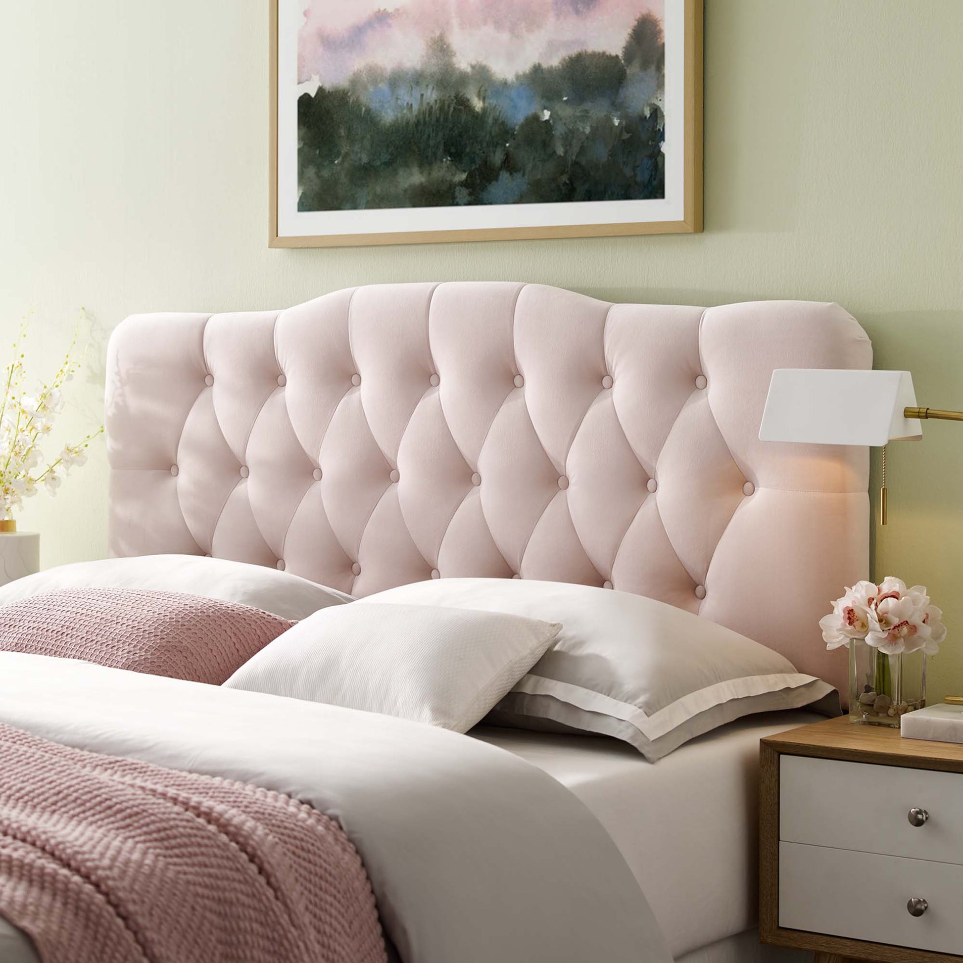 Annabel Diamond Tufted Performance Velvet Full Headboard