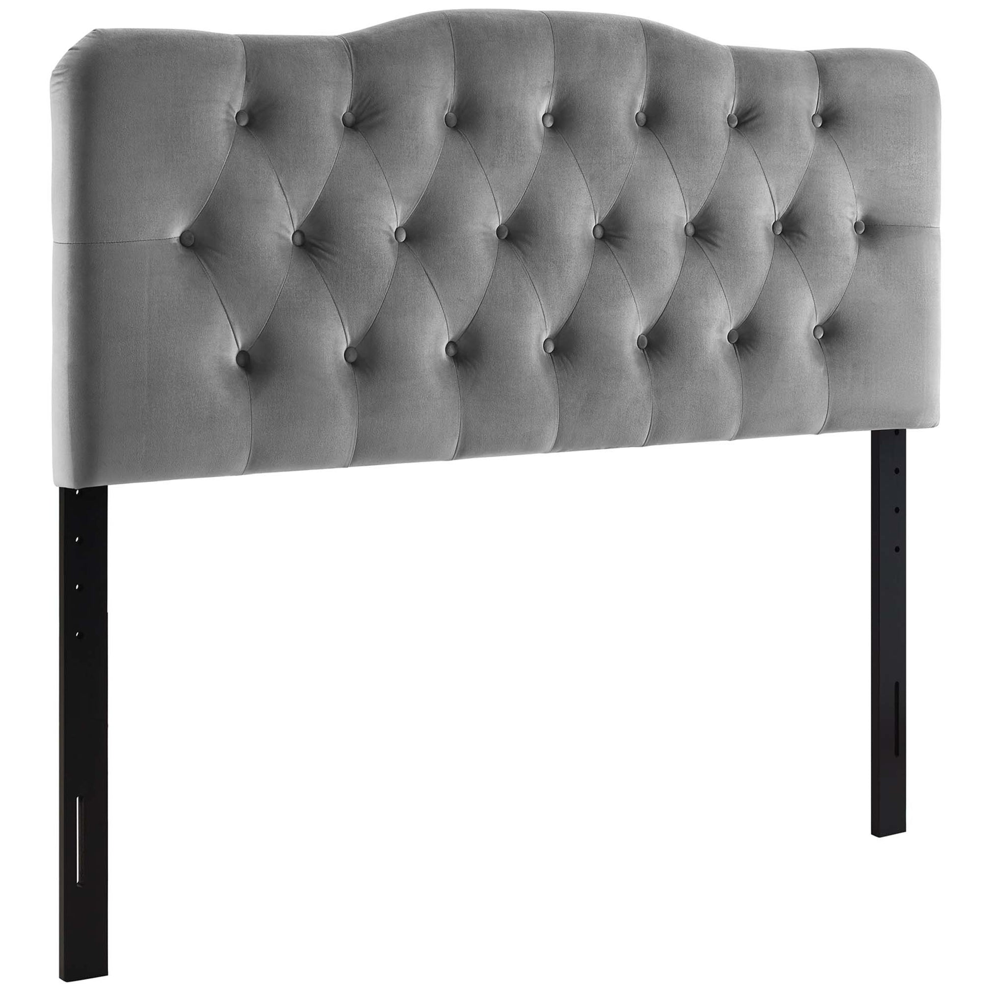 Annabel Diamond Tufted Performance Velvet Headboard - Gray