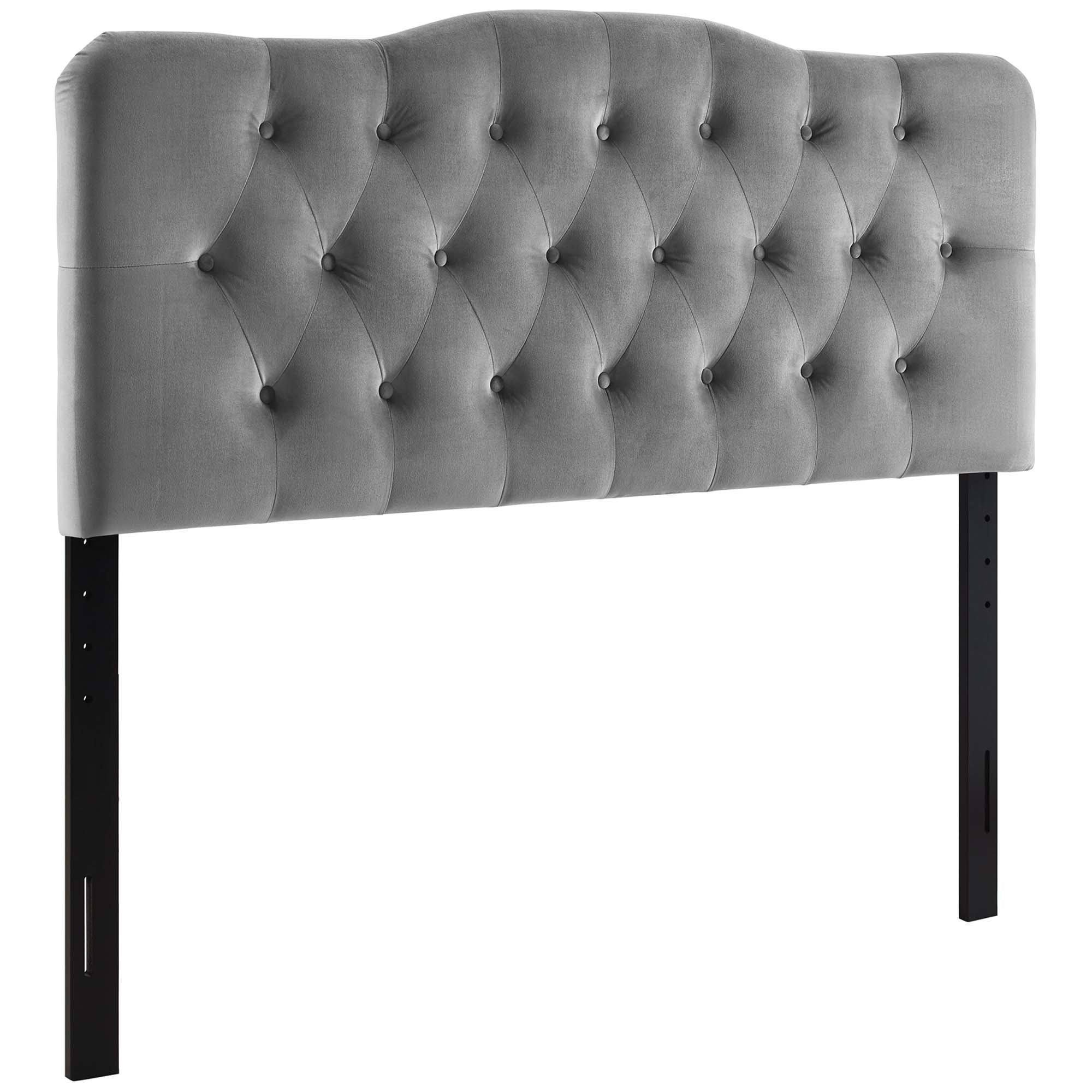 Annabel Diamond Tufted Performance Velvet Headboard - Gray