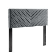Alyson Angular Channel Tufted Performance Velvet Headboard - Charcoal