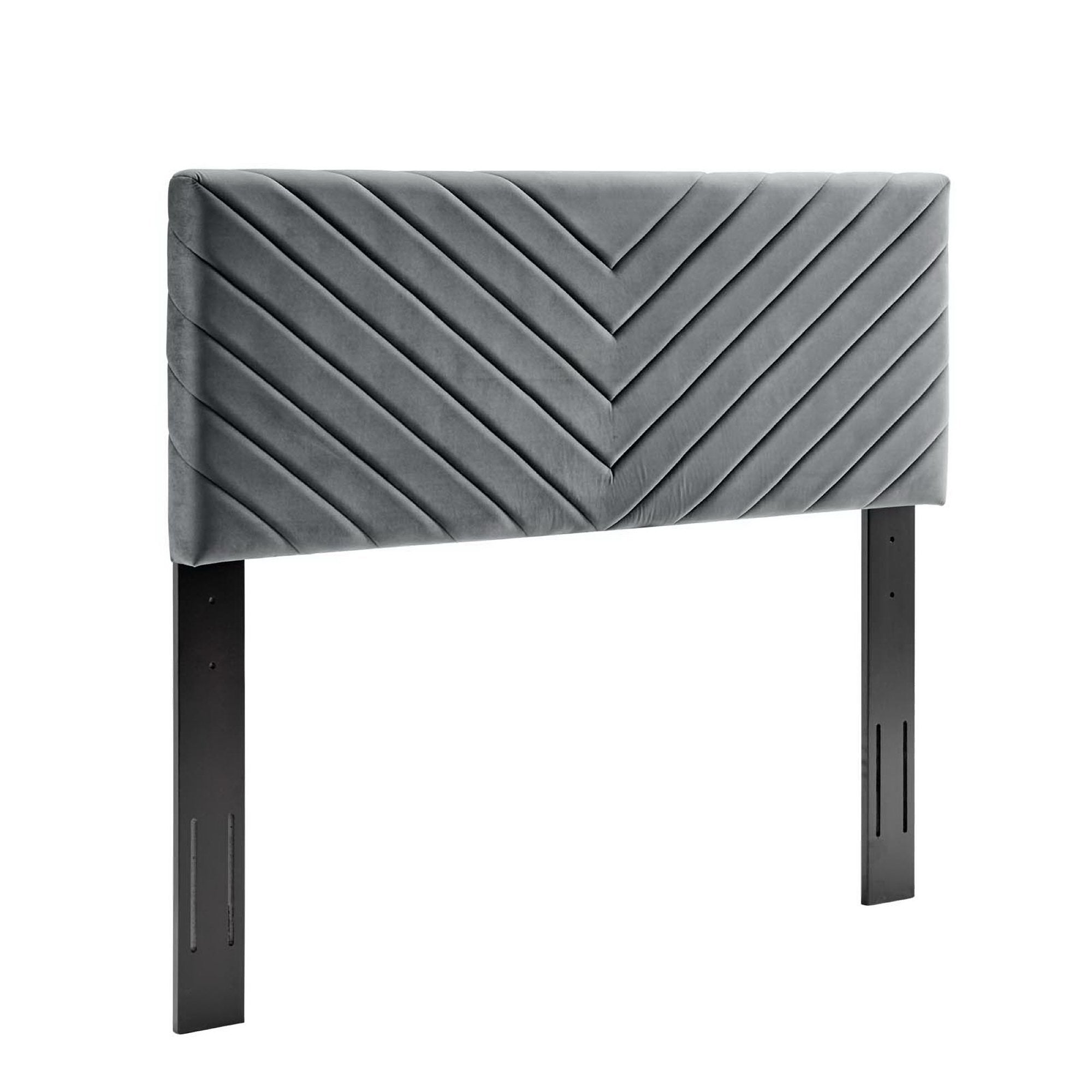 Alyson Angular Channel Tufted Performance Velvet Headboard - Charcoal
