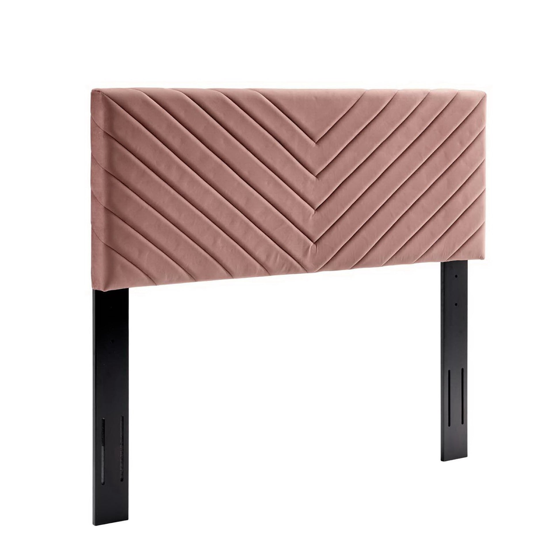 Roxanne Performance Velvet Platform Bed With Black Wood Legs - White