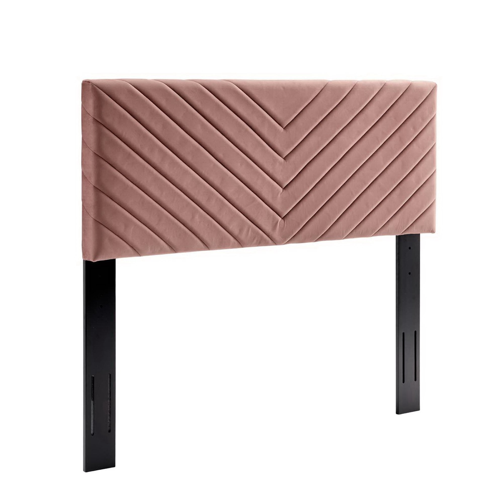 Roxanne Performance Velvet Platform Bed With Black Wood Legs - White