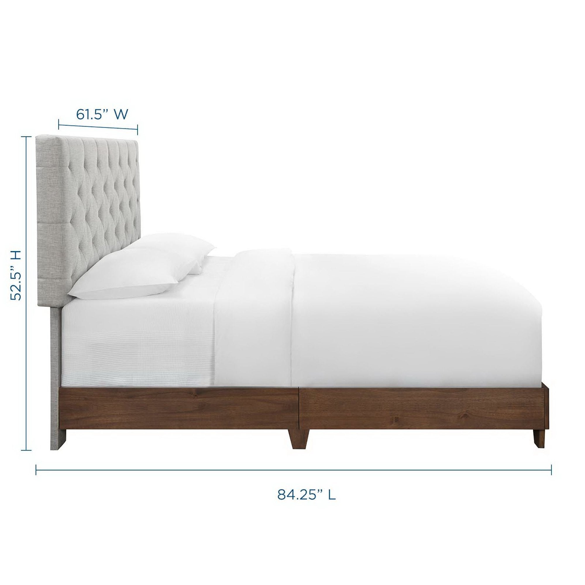 Rhiannon Diamond Tufted Upholstered Fabric Bed - Walnut Gray