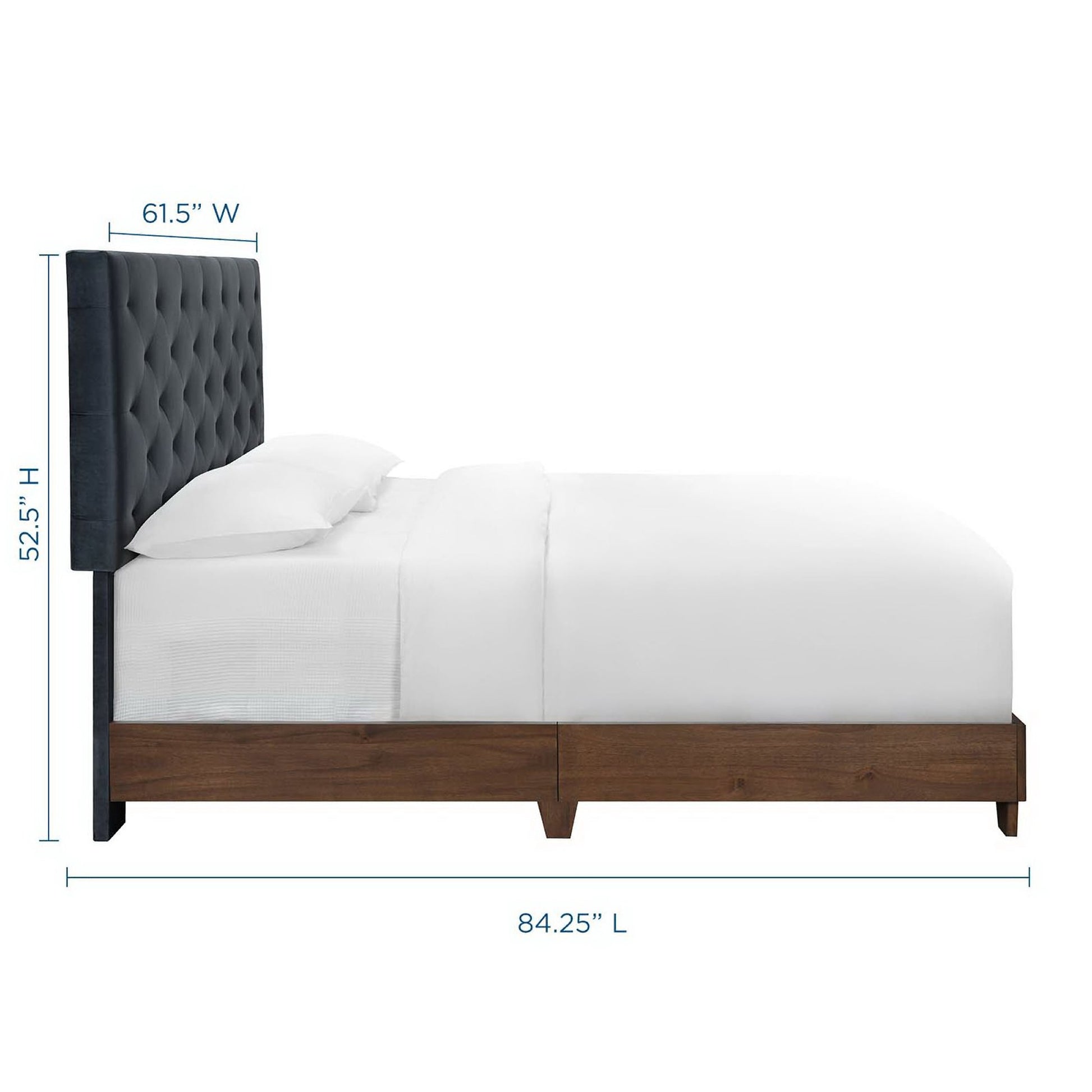 Rhiannon Diamond Tufted Upholstered Fabric Bed - Walnut Dusty Rose