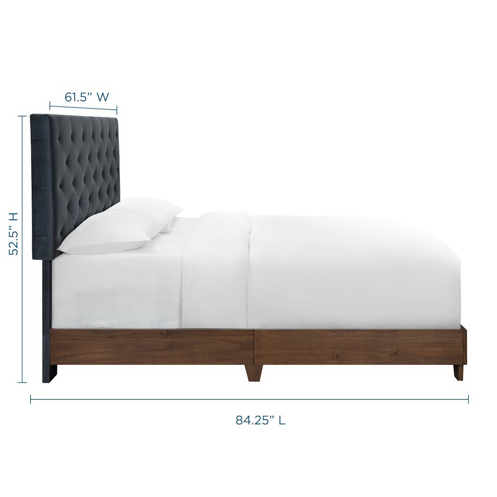 Rhiannon Diamond Tufted Upholstered Fabric Bed - Walnut Dusty Rose