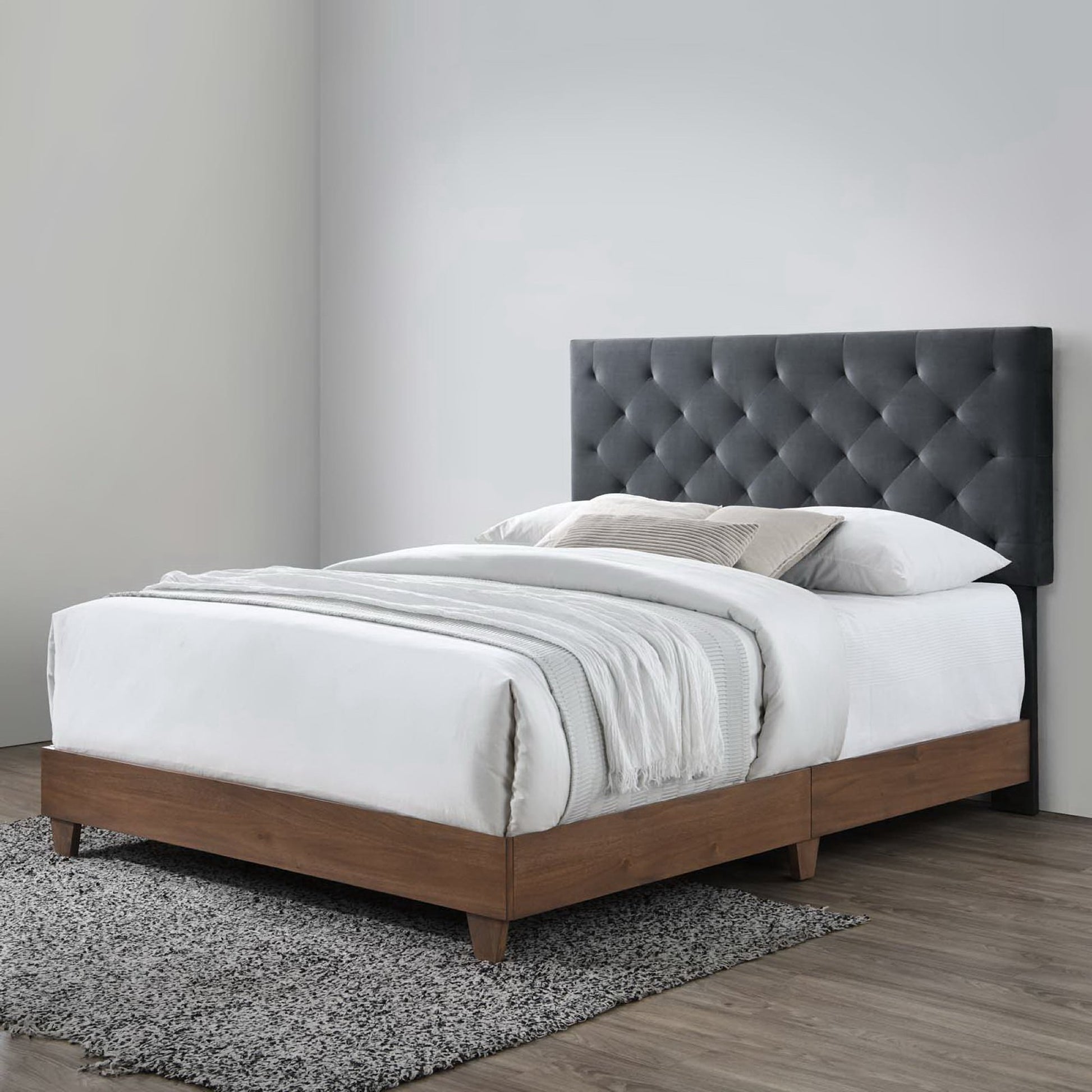 Rhiannon Diamond Tufted Upholstered Fabric Bed