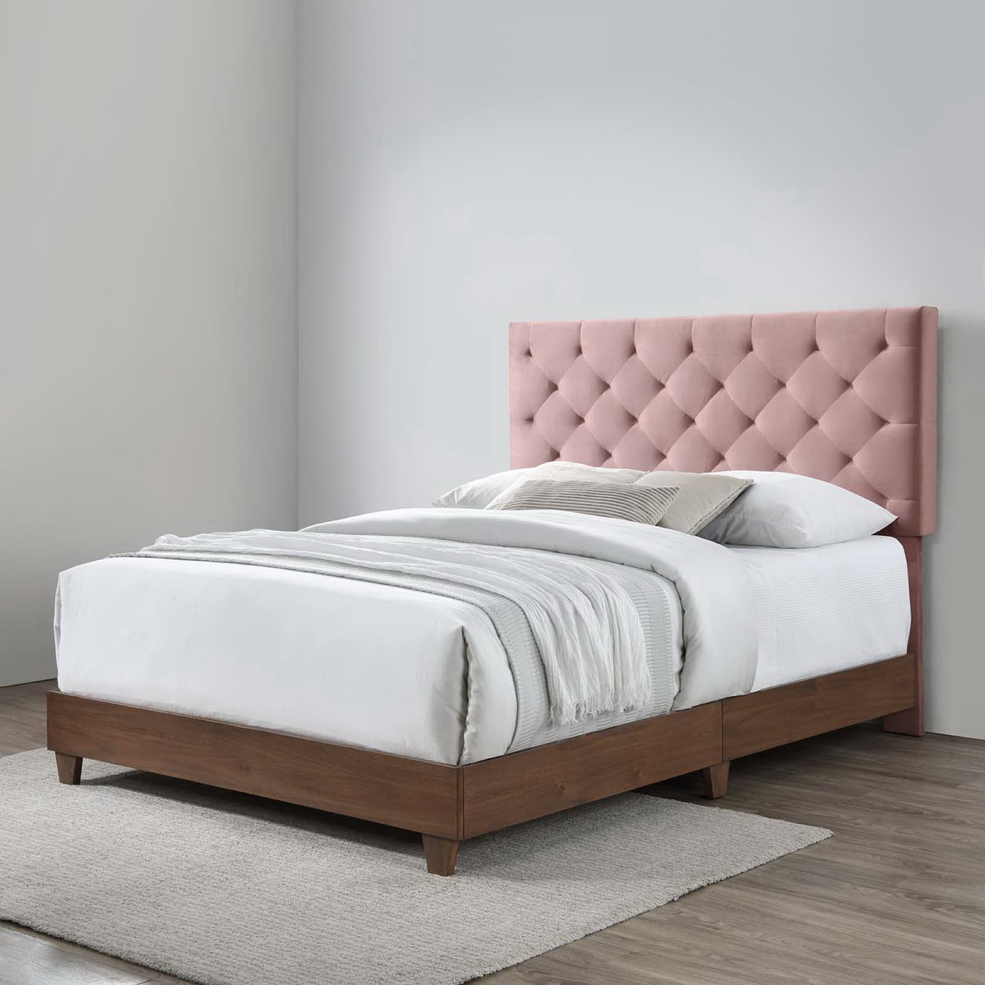 Rhiannon Diamond Tufted Upholstered Fabric Bed