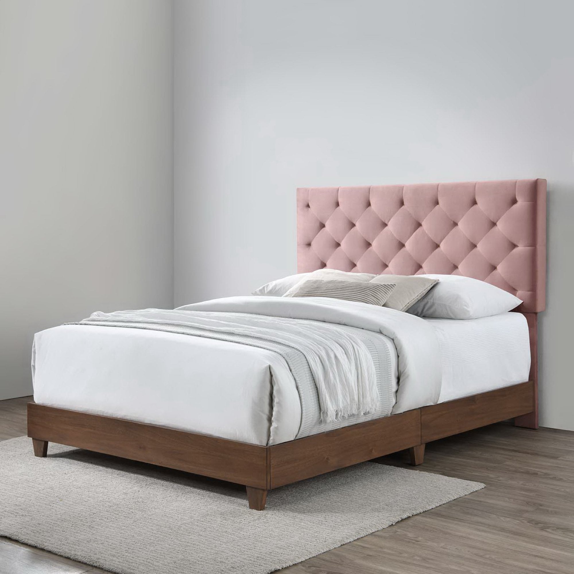 Rhiannon Diamond Tufted Upholstered Fabric Bed
