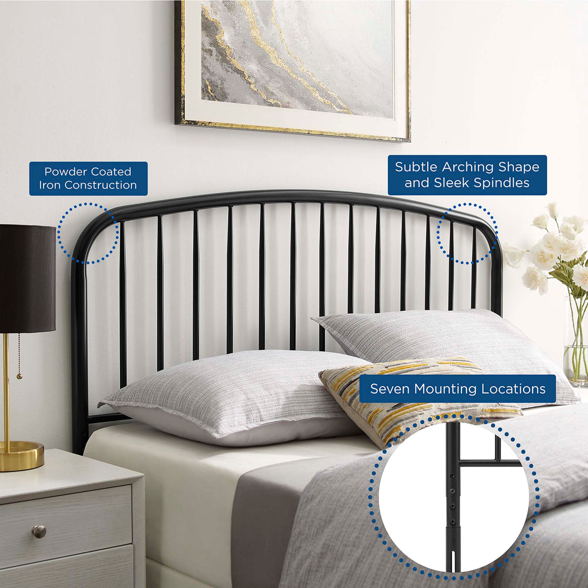 Nova Metal Full Headboard - Black