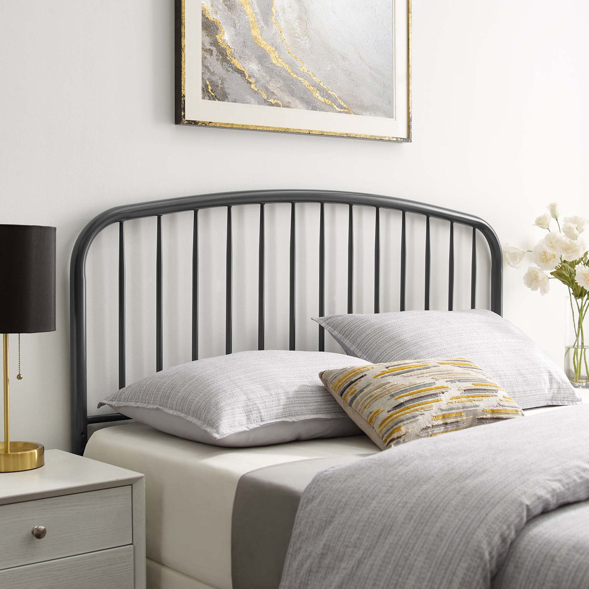 Nova Metal Full Headboard - Gray