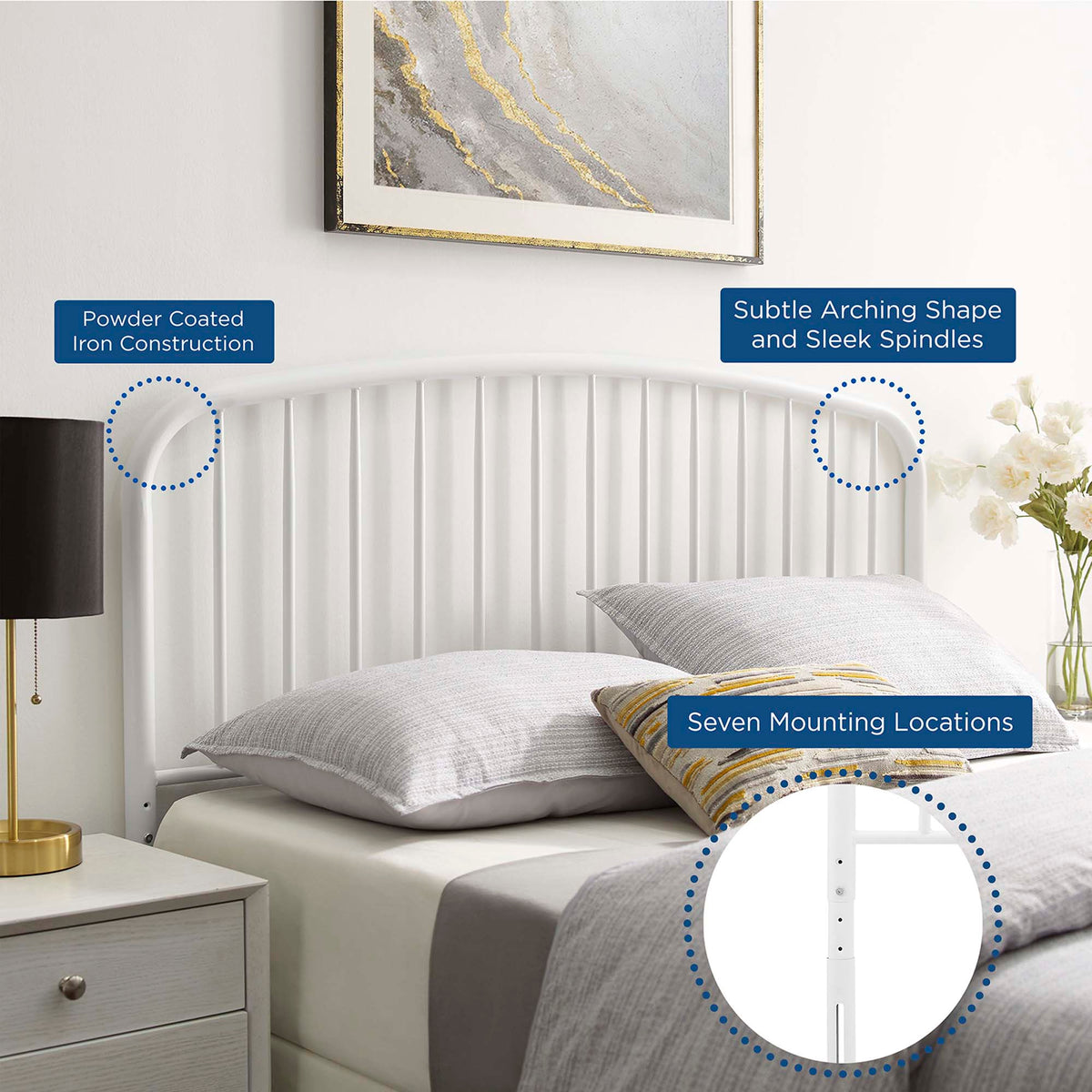 Nova Metal Full Headboard - White