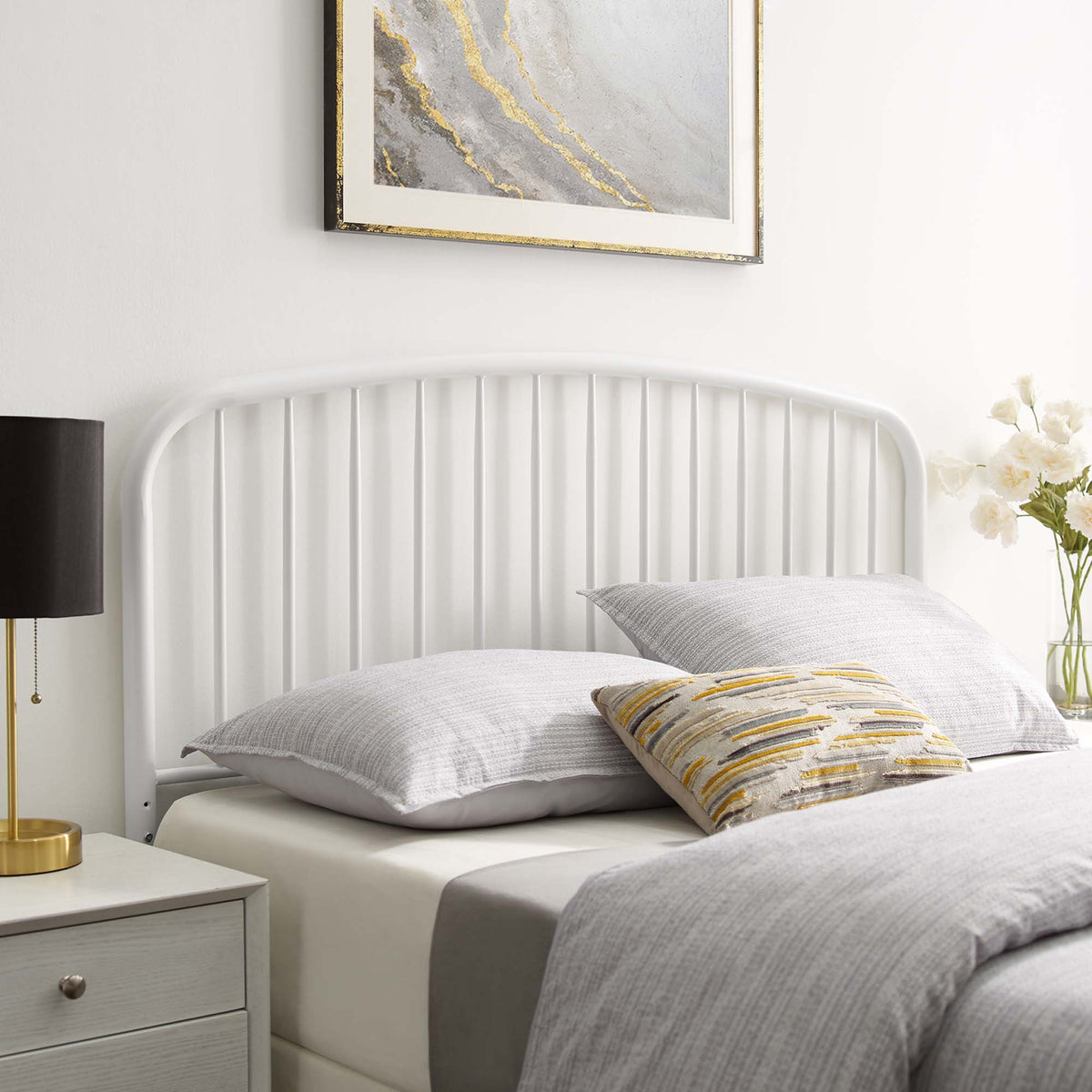 Nova Metal Full Headboard - White
