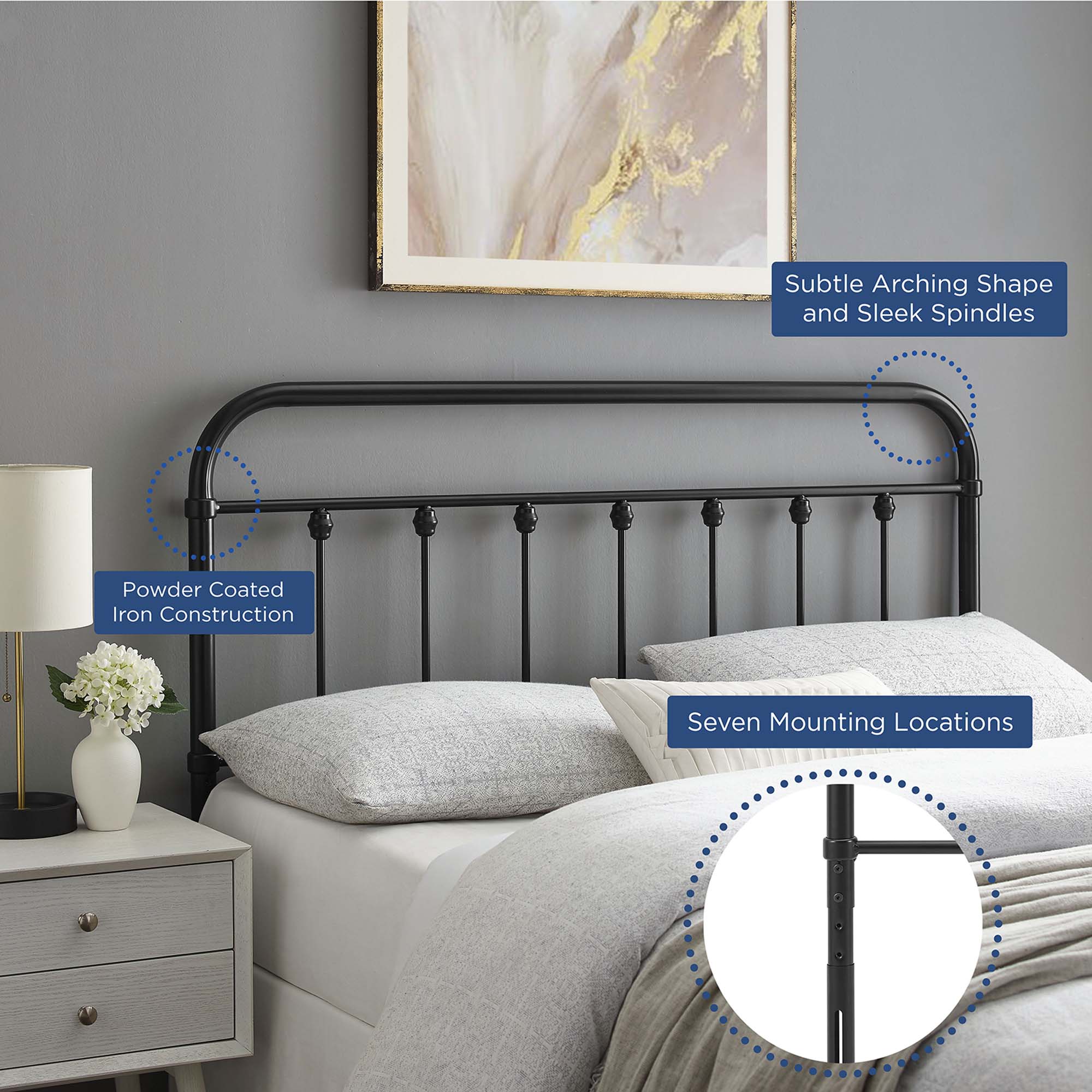 Sage Metal Twin Headboard