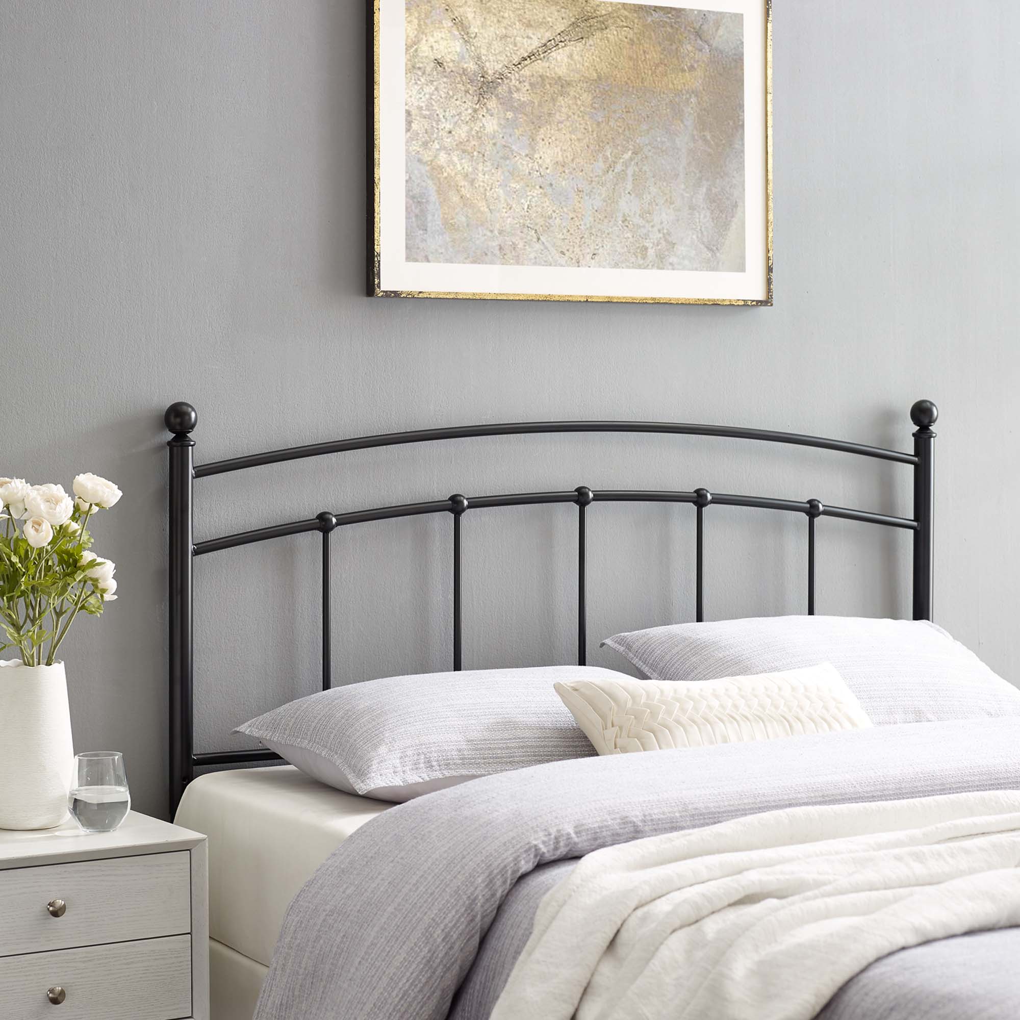Abigail Metal Twin Headboard - White