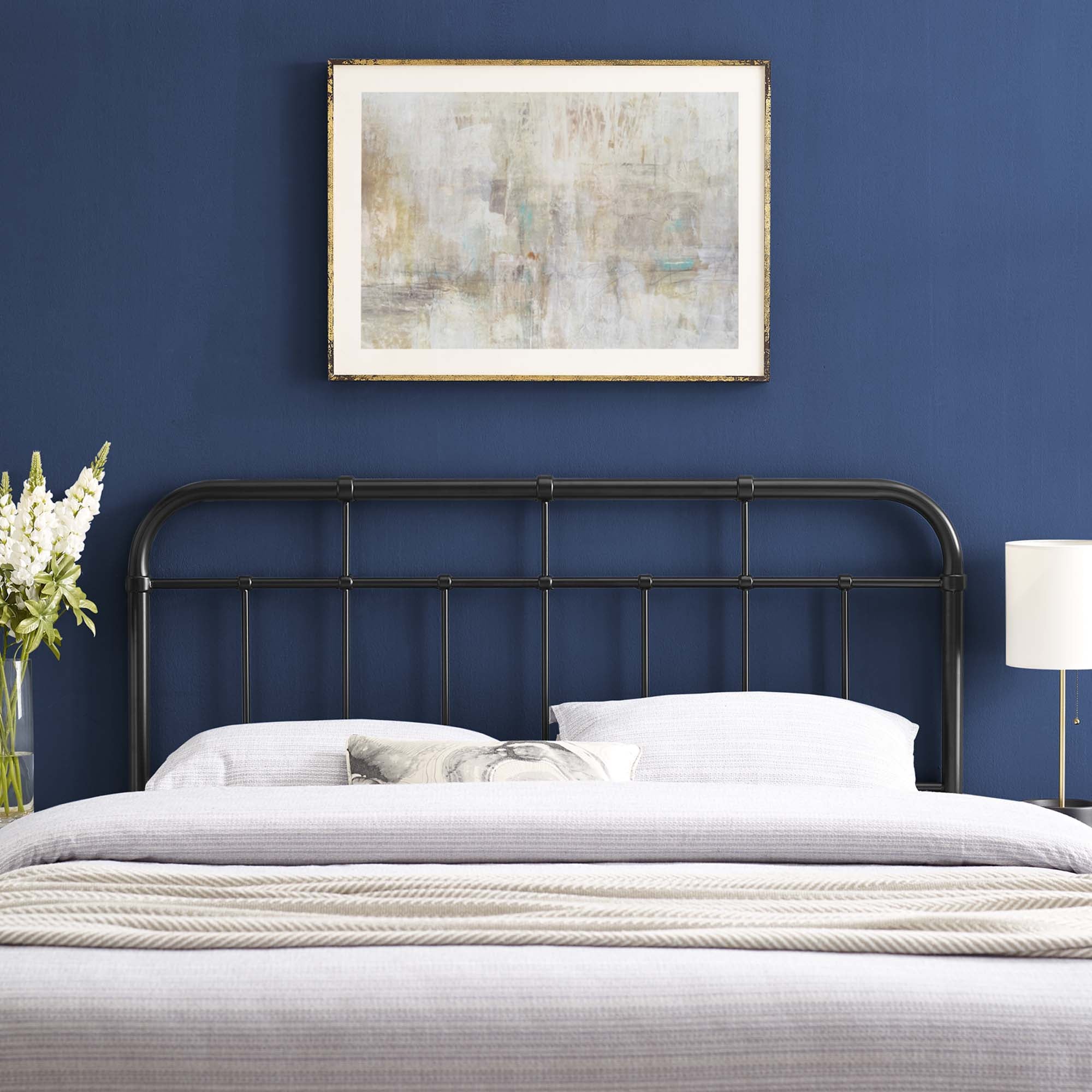 Alessia Metal Full Headboard - White