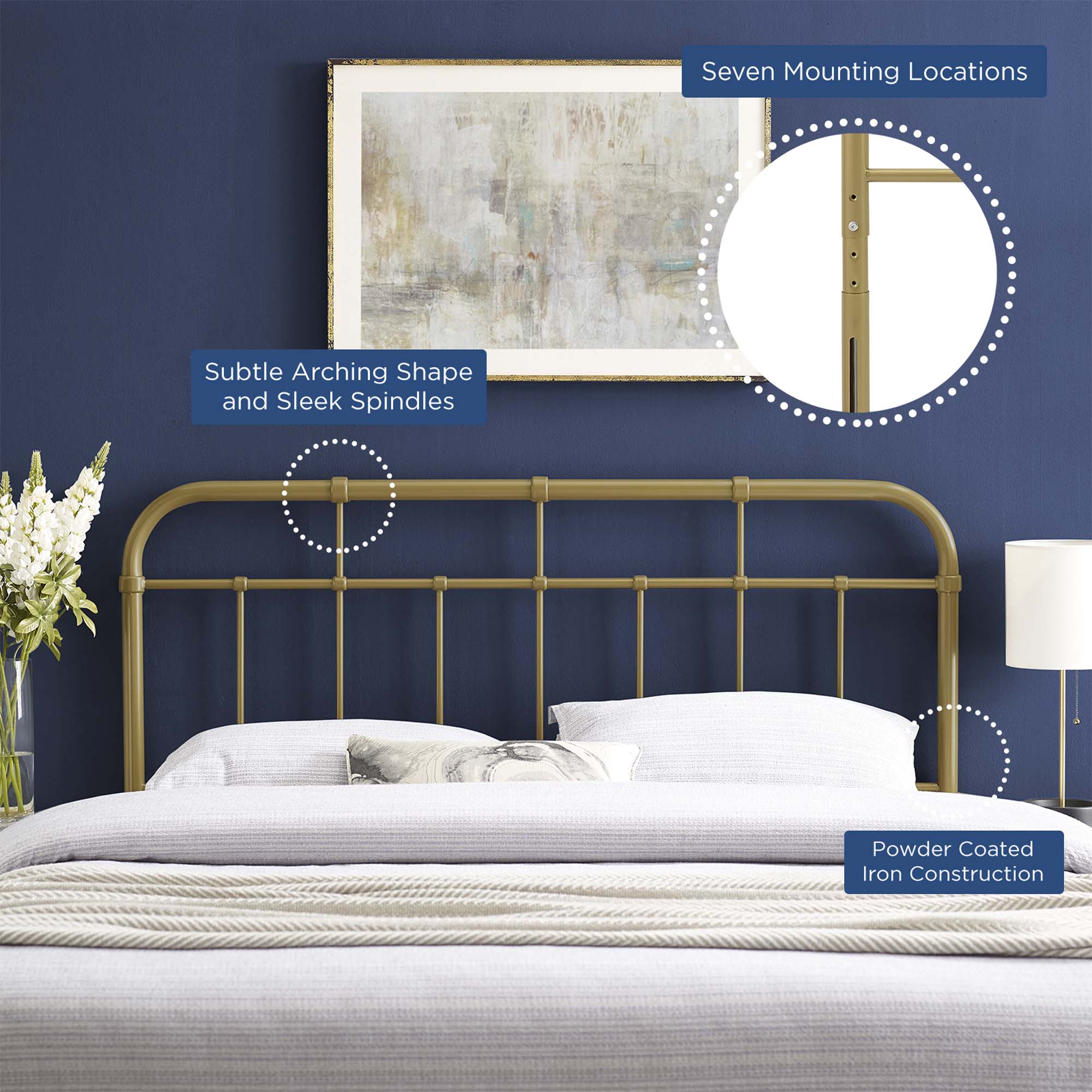 Alessia Metal King Headboard
