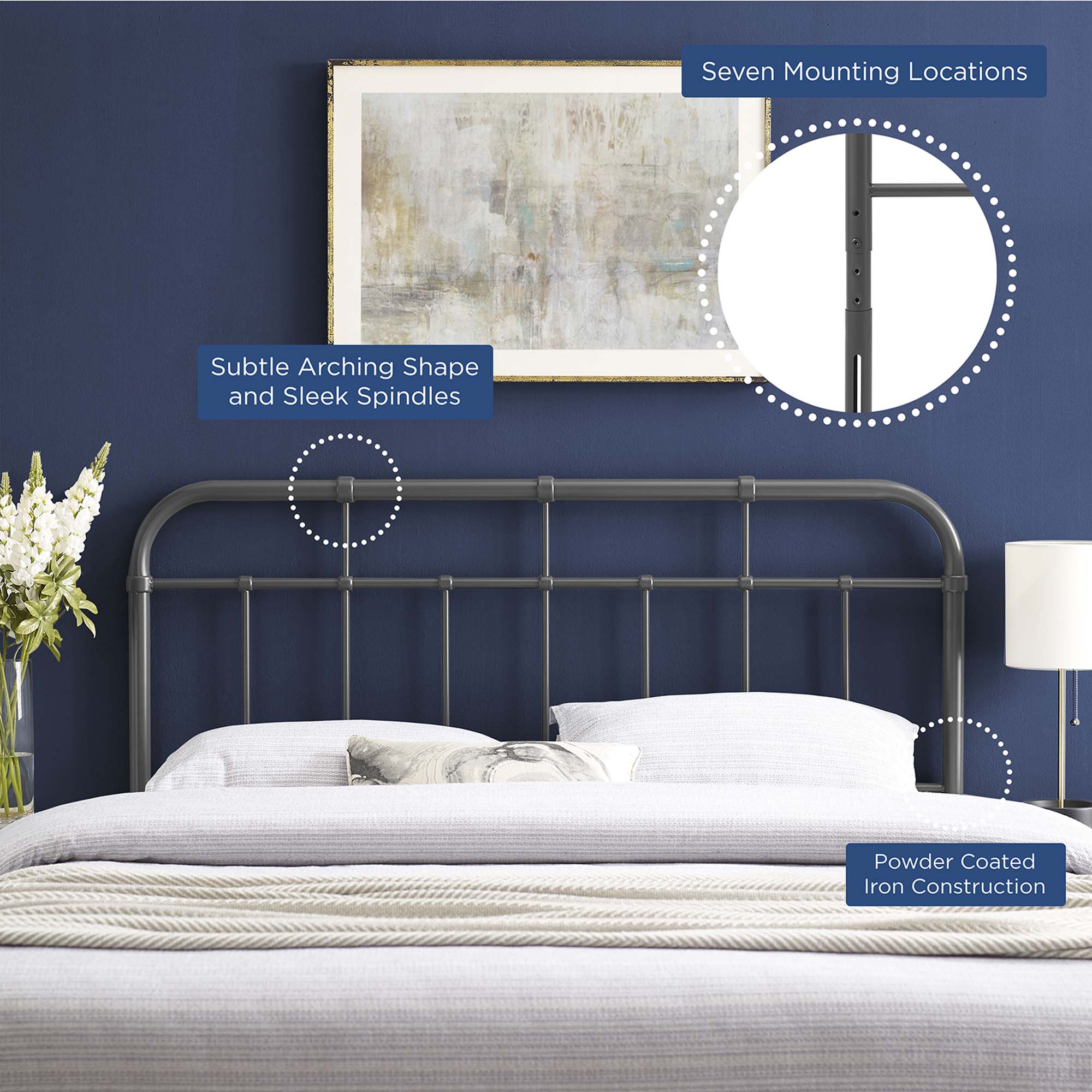 Alessia Metal King Headboard