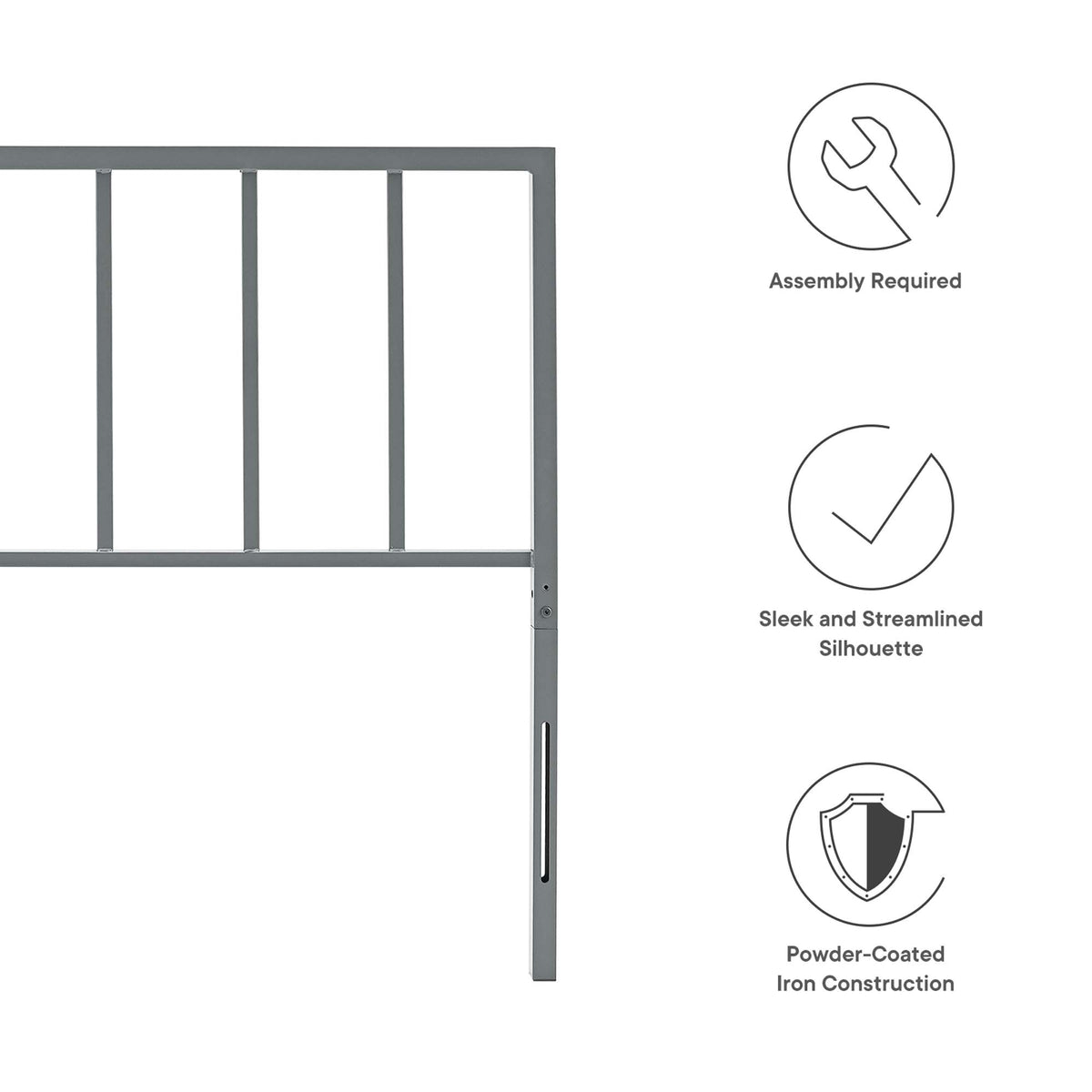 Tatum Metal Twin Headboard - Gray