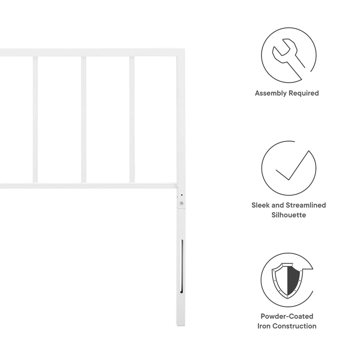 Tatum Metal King Headboard - White